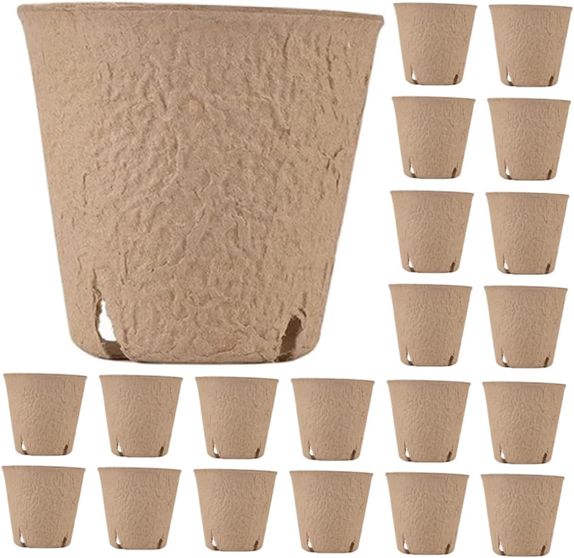 TOBBOMEY 50Pcs Pots round Paper Pulp Nursery for Easy Planting and Transplanting Drainage for Indoor and Outdoor Gardening image number 1