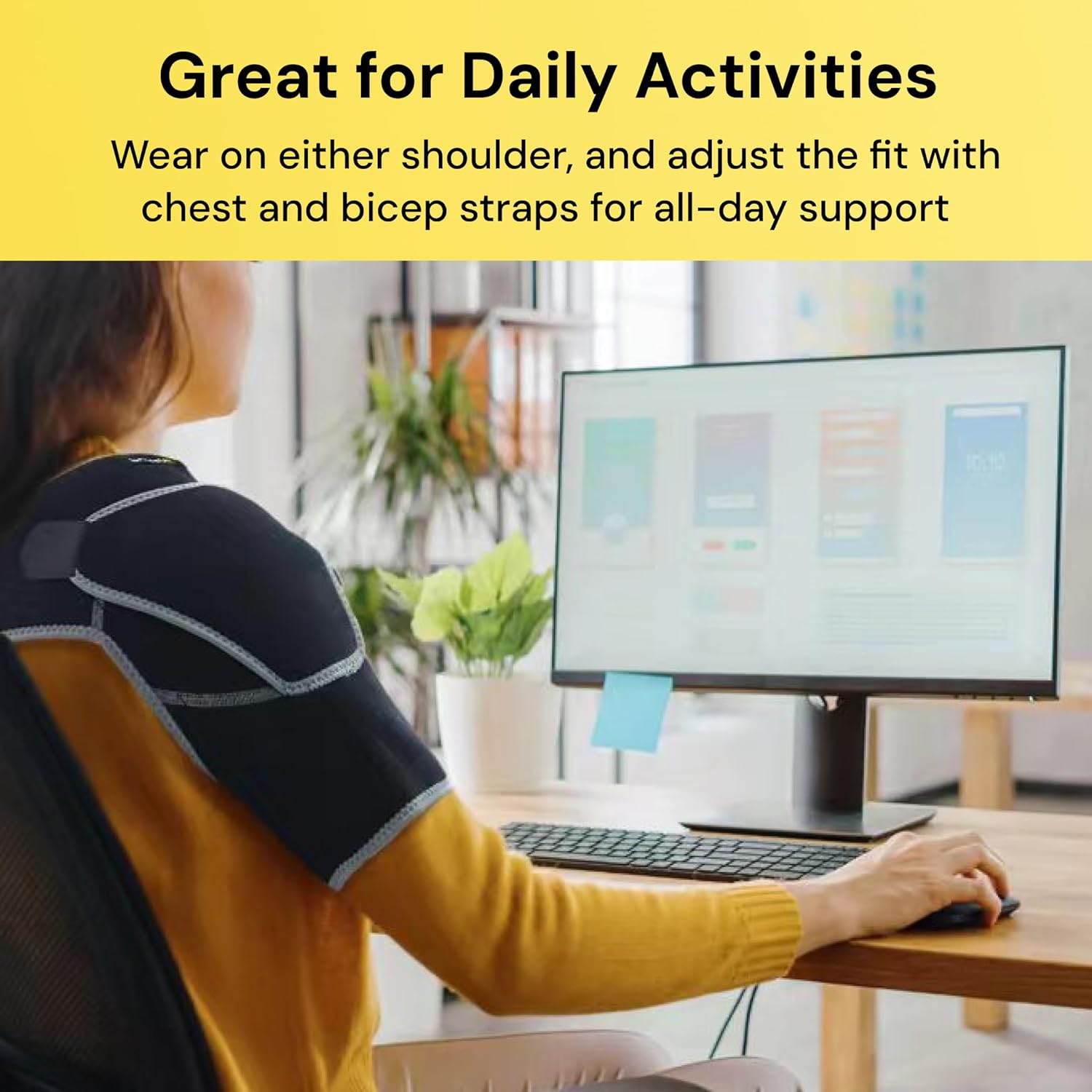 Braceup Shoulder Brace with Adjustable Support and Ice Pad Pocket for Pain Relief, Rotator Cuff Recovery, and Injury Prevention - Ideal for Men and Women, One Size Fits Most image number 5