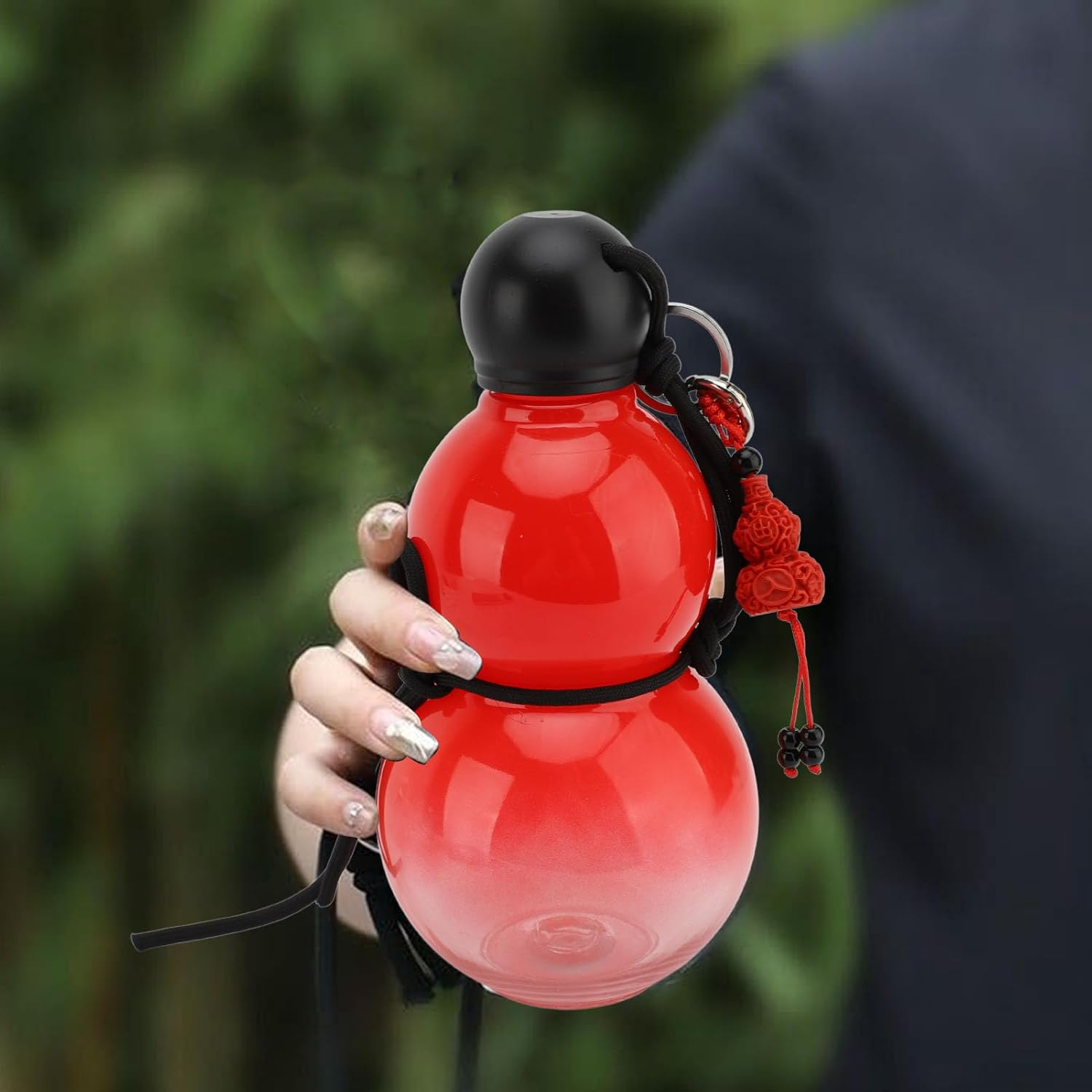 Chinese Retro Inspired Gourd Style Sports Bottle, 800Ml - Portable for Traveling, Picnic & Daily Drinking (Red) image number 5