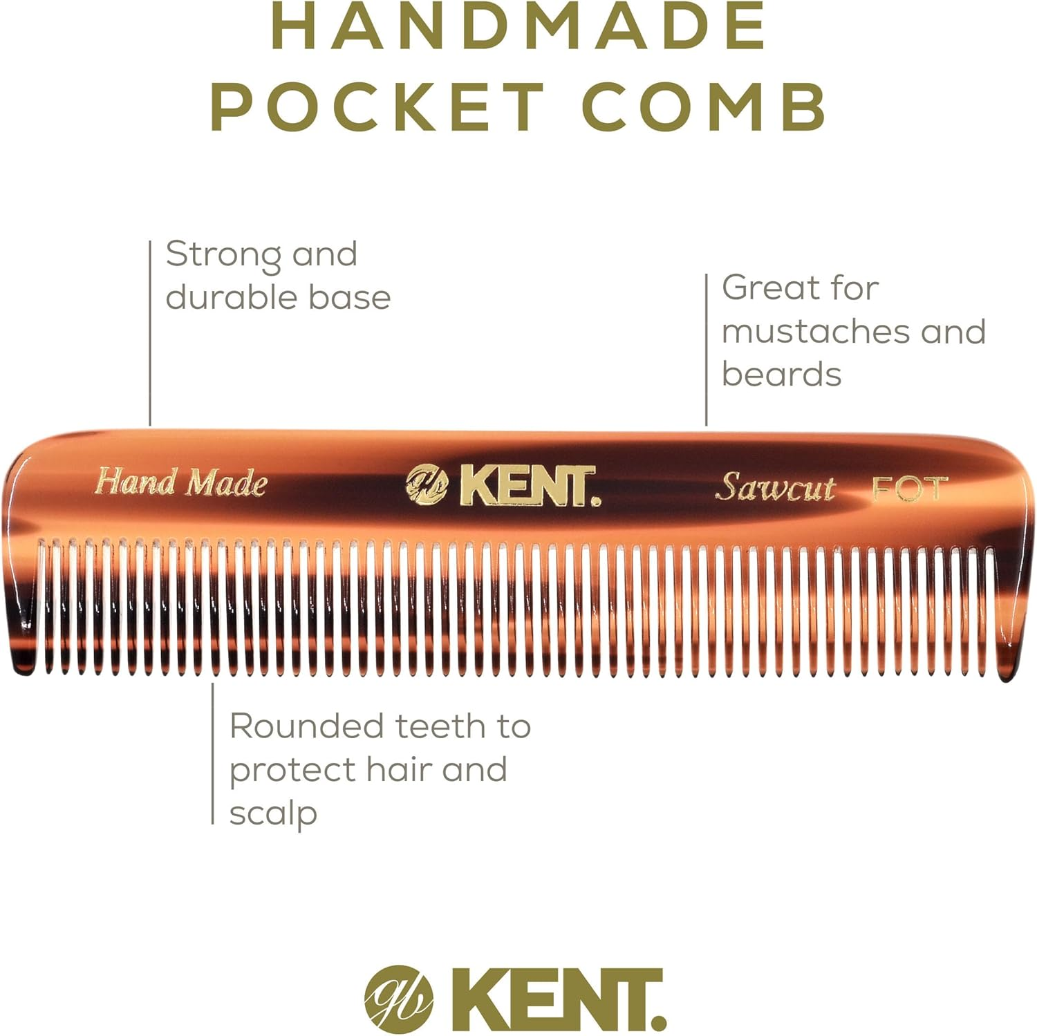 Kent FOT 4 1/2" 112Mm Handmade All Fine Pocket Comb for Styling Medium or Fine Hair (FOT 2-Pack) image number 1