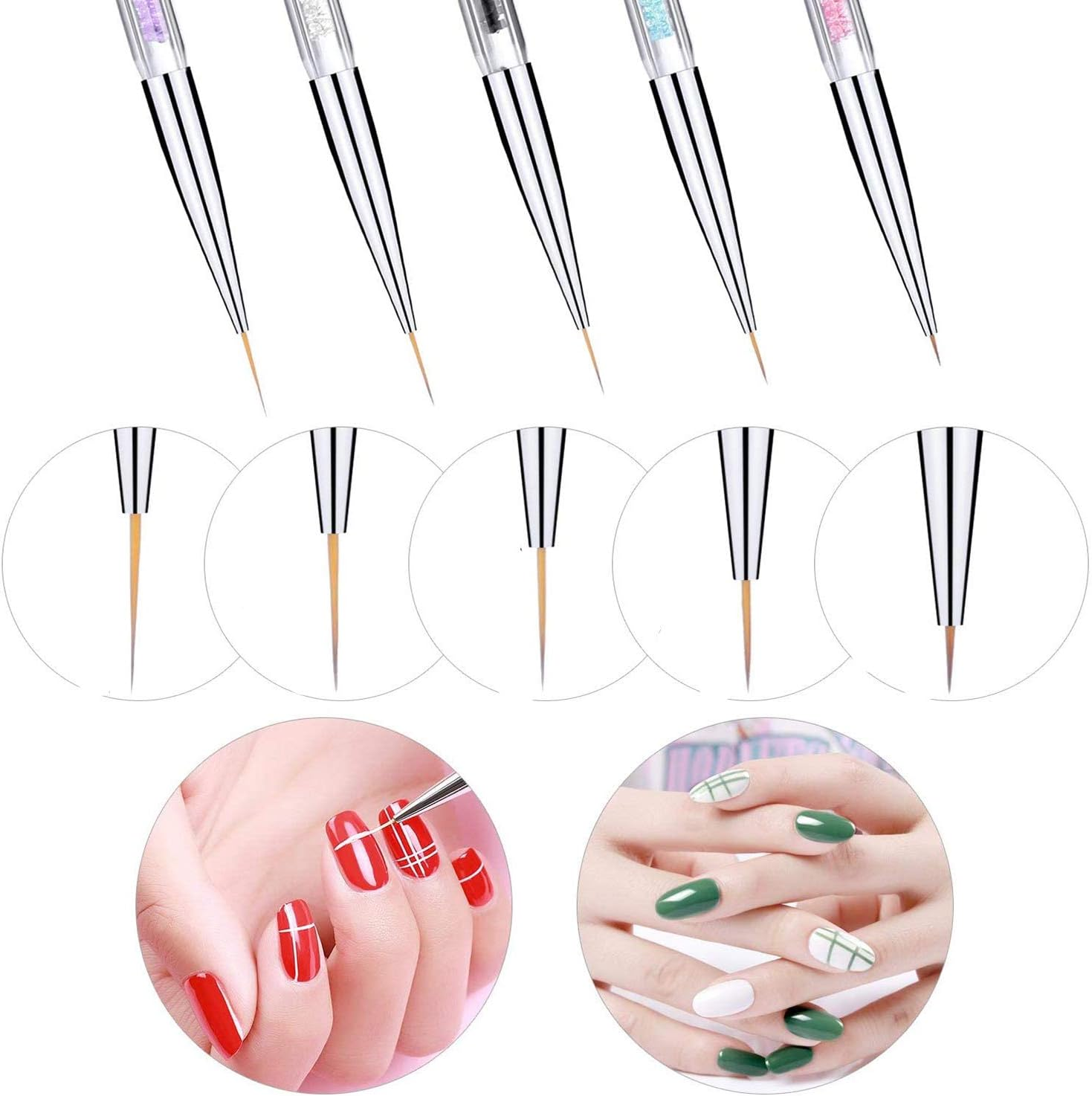5 Pieces Nails Arts Liner Brushes Nail Design Dual Ended Painting Brush Pen image number 3
