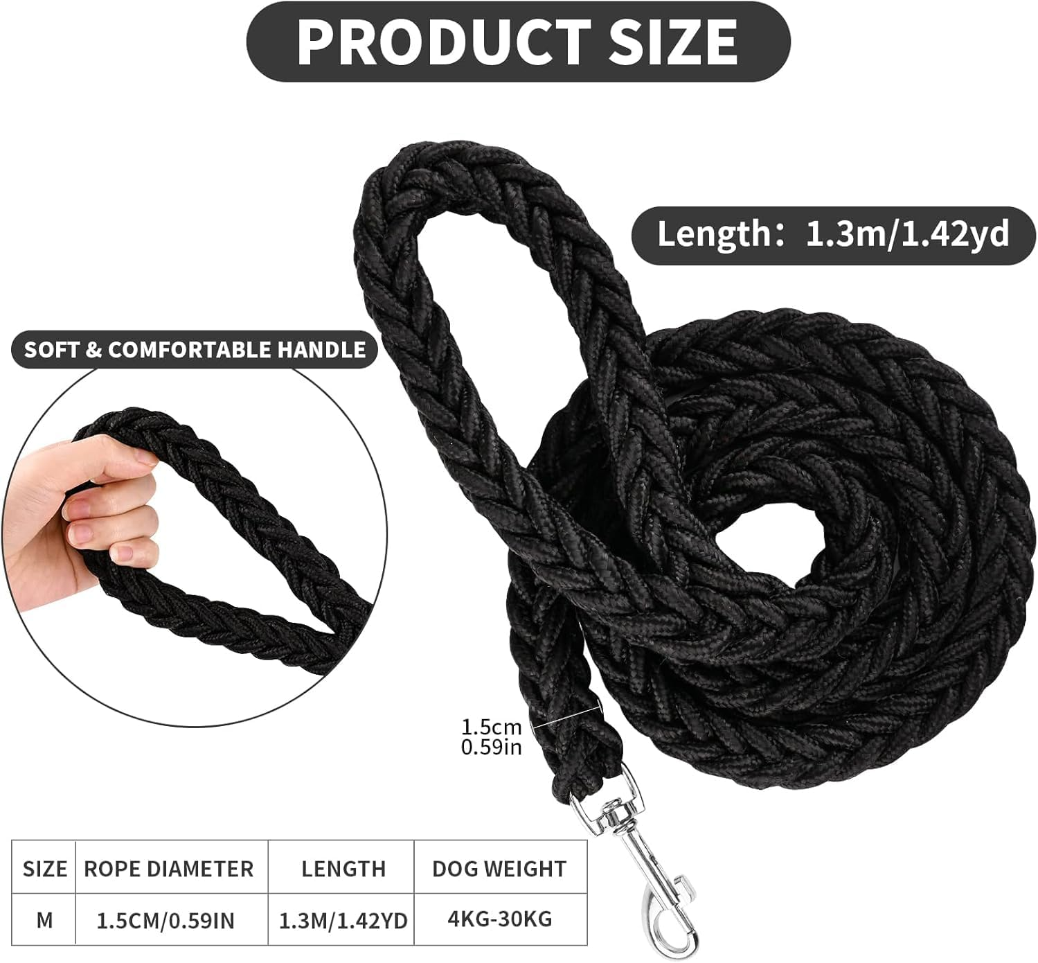 Eight Strand Braided Strong Nylon Dog Leash,1Pc Nylon Eight Strand Braided Lead Dog Leash with Rotating Buckle, Dog Lead Strong Leash Training Lead Rope image number 4