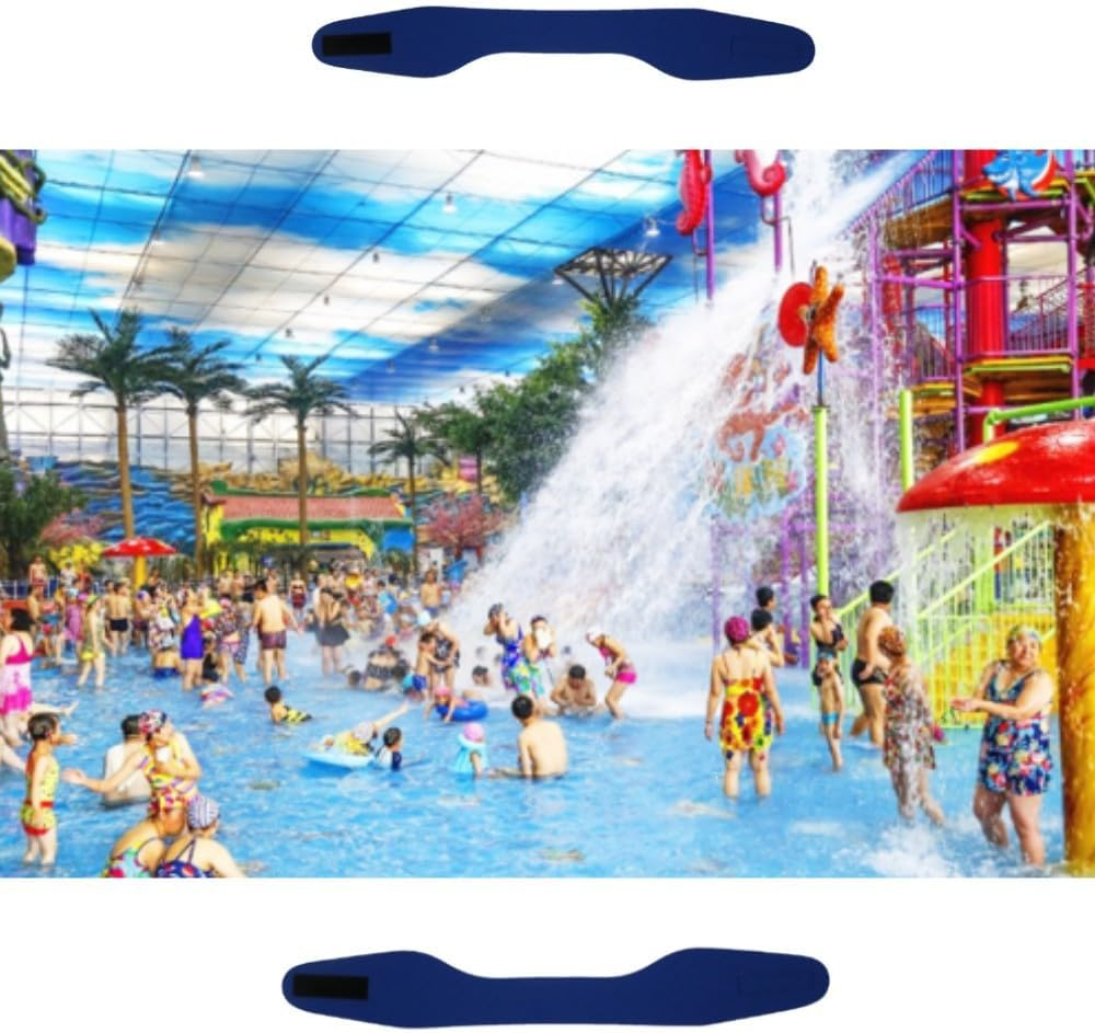 Ear Band for Swimming, 2Pcs Swimming Headband, Elastic Adjustable Ear Band Waterproof Ear Plugs Guard for Fitness Sweatband Yoga Supplies Blue image number 2