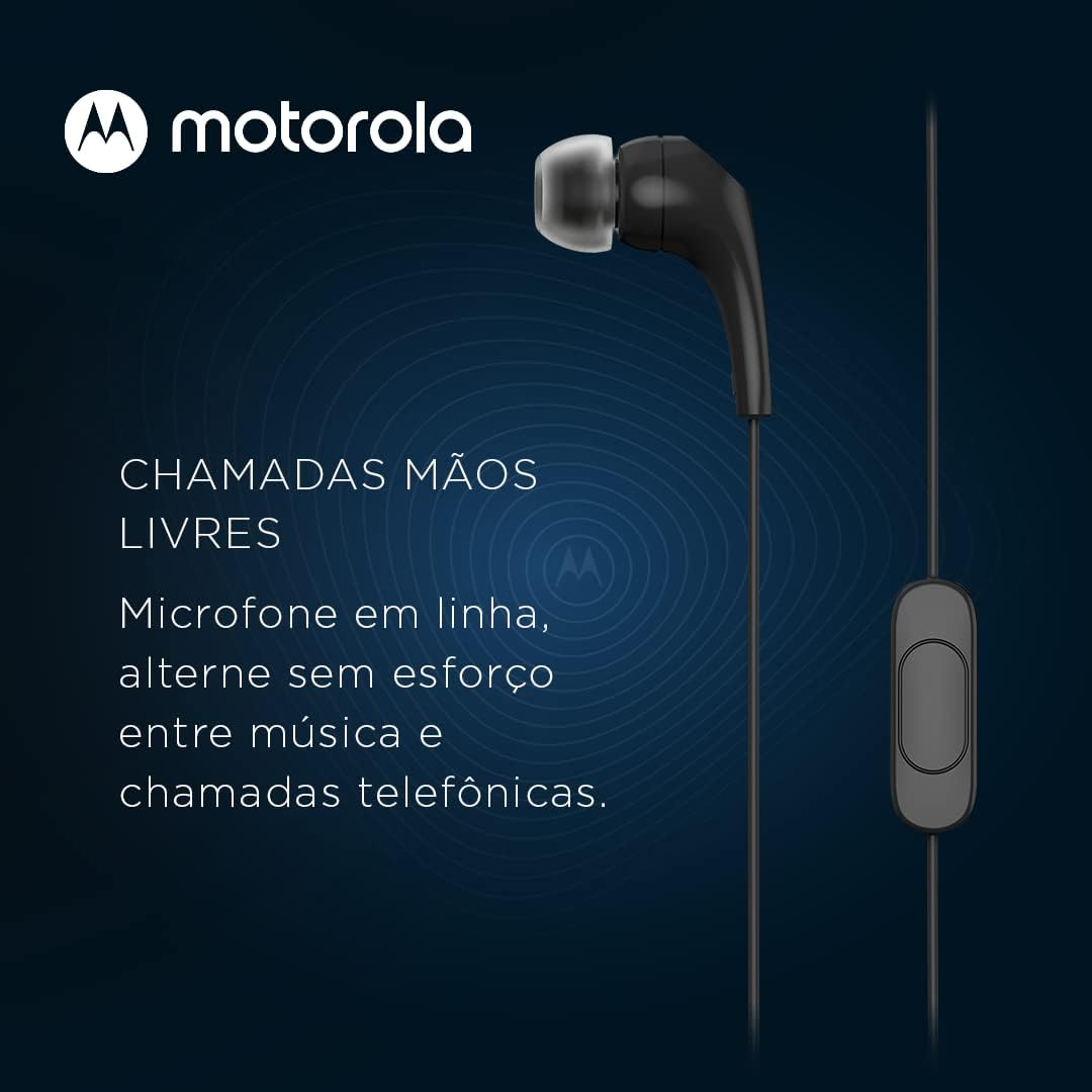 Motorola Sound Earbuds 105 - Wired In-Ear Stereo Headphones with Microphone for Hands-Free Calls - White, S/M/L