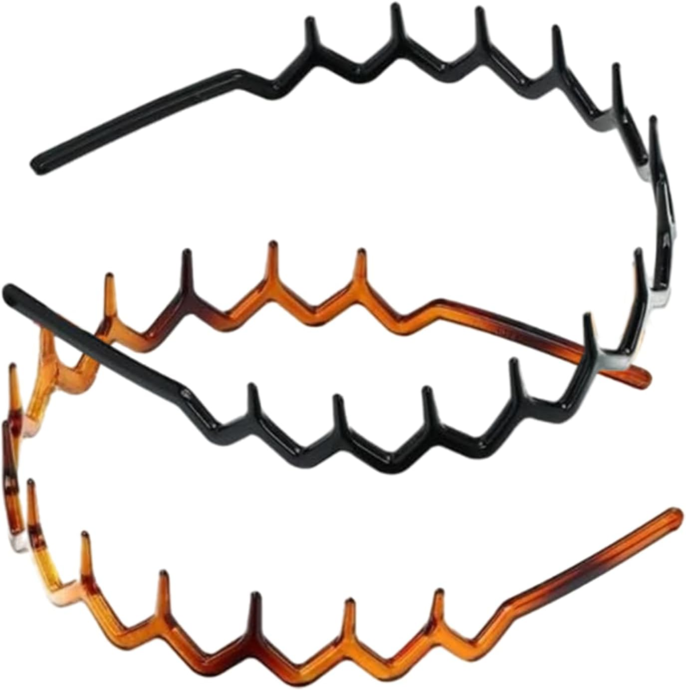 2Pcs Zig Zag Headband Set, Plastic Sharks Tooth Hair Comb, Non - Slip Cute Hair Bands for Women Girls, 3.8Cm Fashion Wave Comb Headbands for Outdoor Sports image number 4