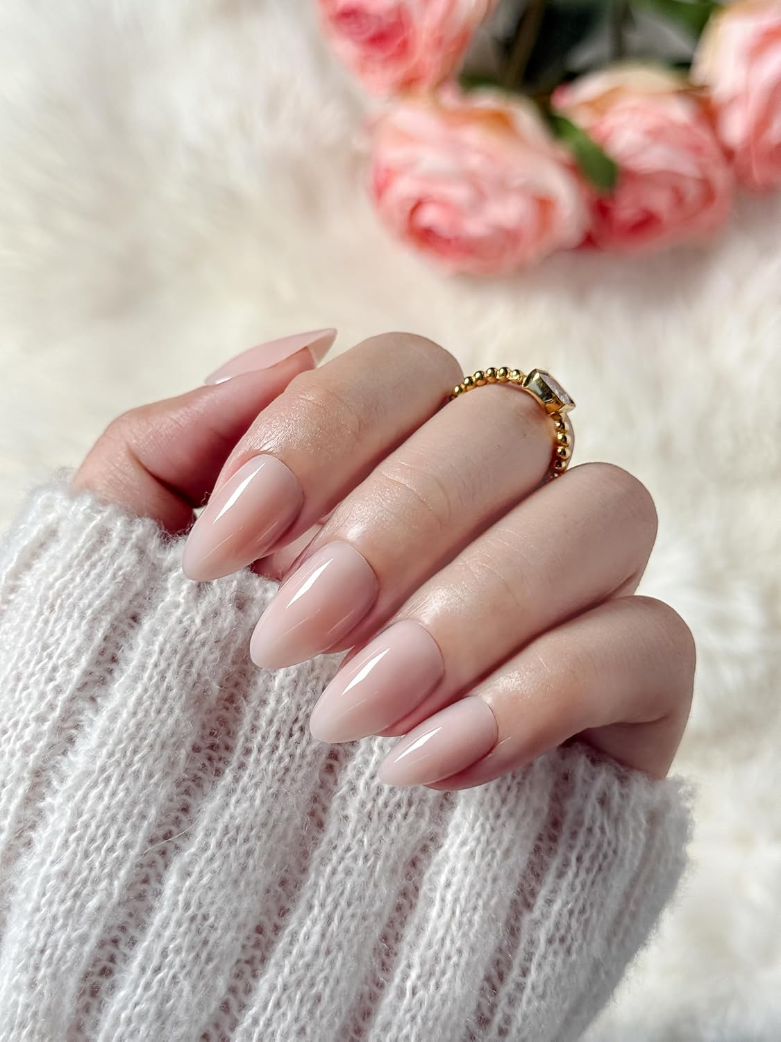 Pink Milk | Bianco Sue Press-On Nails | Soft Nude Pink Short Almond False Nails, Reusable Stick-On Fake Nails with Adhesive Tabs & Glue | Salon-Grade Quality | 30 Nail Kit in 15 Sizes image number 1