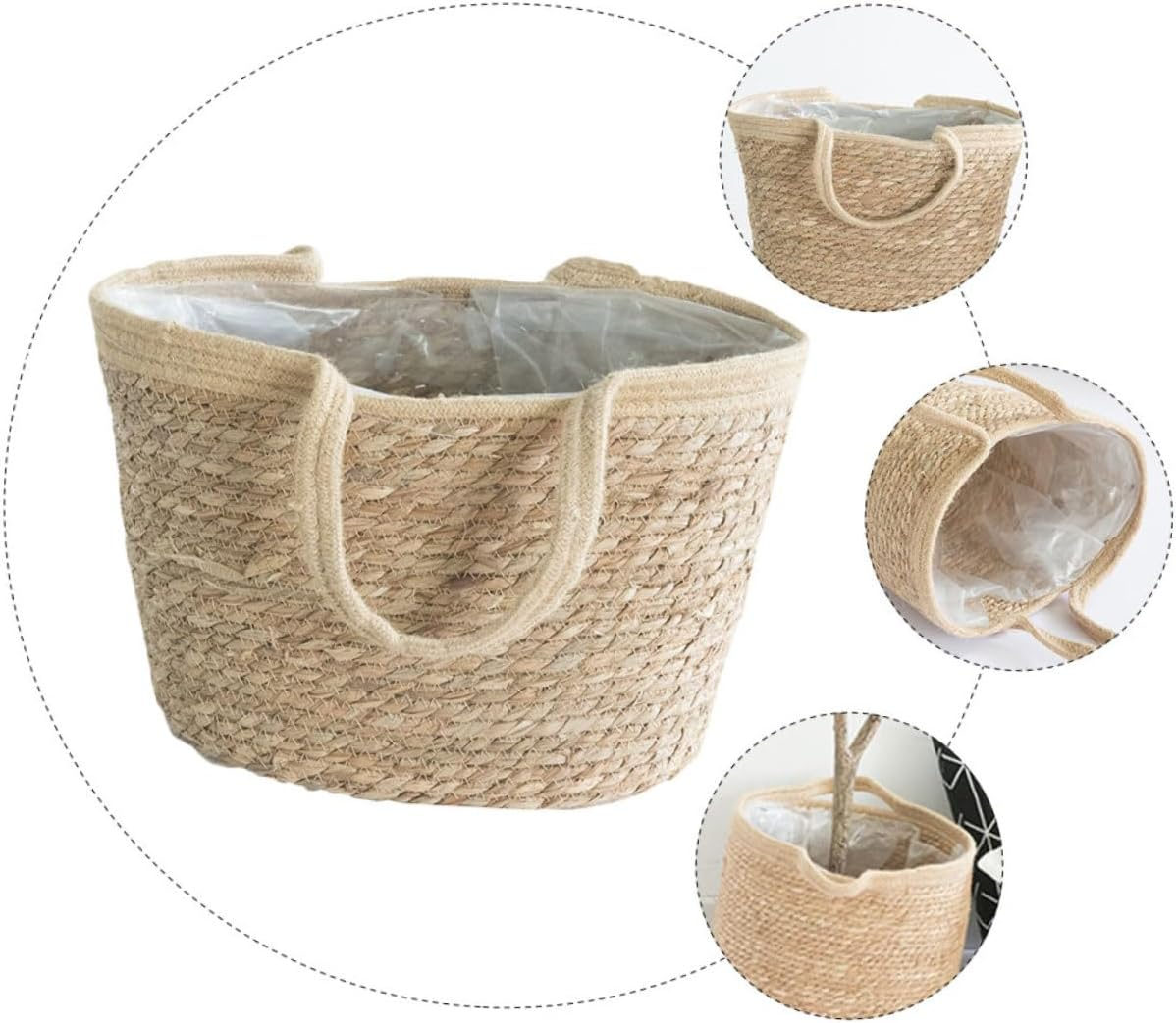 BESPORTBLE Straw Flower Basket Small Woven Storage Basket for Plants for Gardening Supplies Portable and Decorative for Home Use