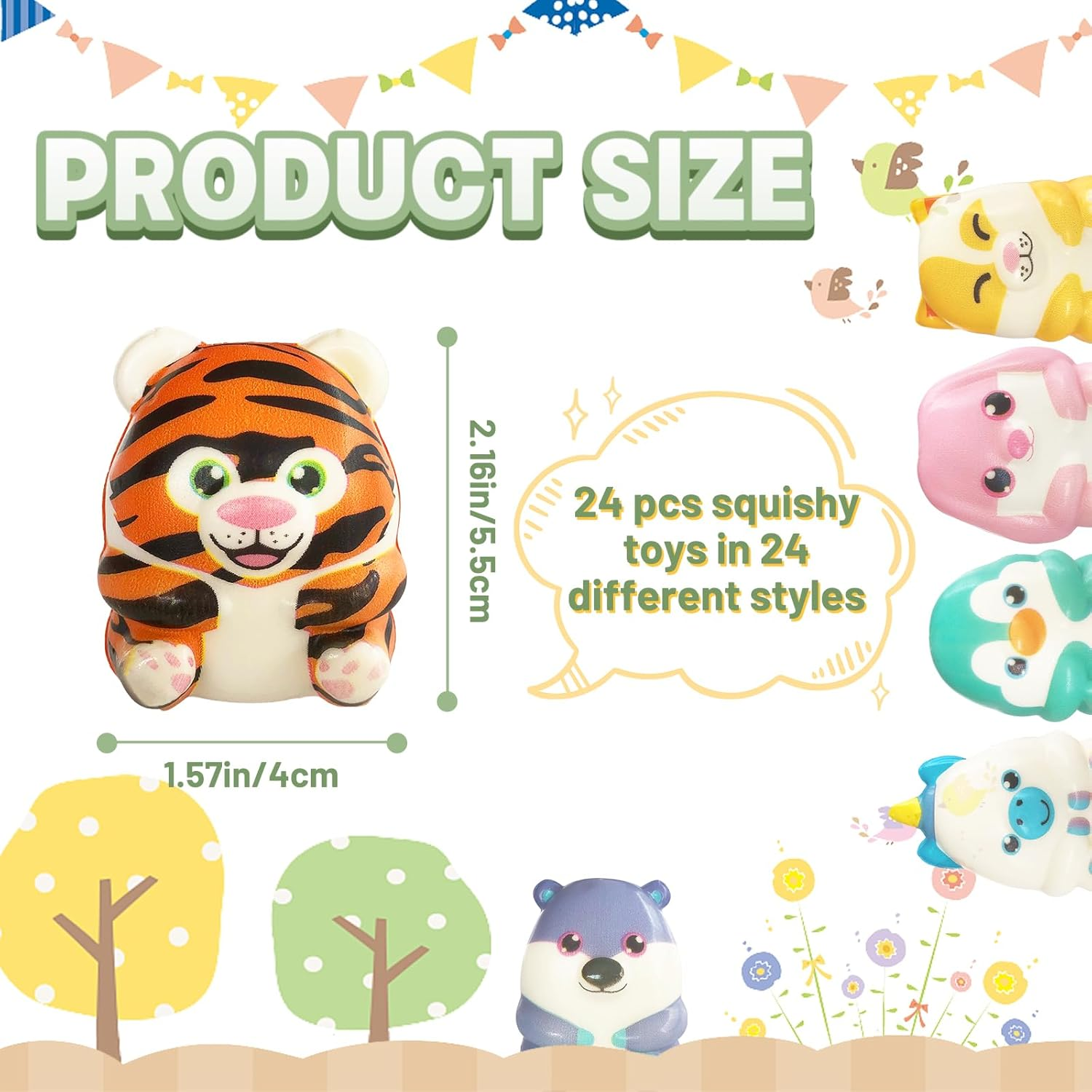 24 Pcs Party Favors Filled with Squishy Toys,Jumbo Slow Rising Squishies Toys,Soft Kawaii Animal Toys for Birthday Goodie Bag Stuffers,Pinata Stuffers,Classroom Prizes,Carnival Prizes image number 6