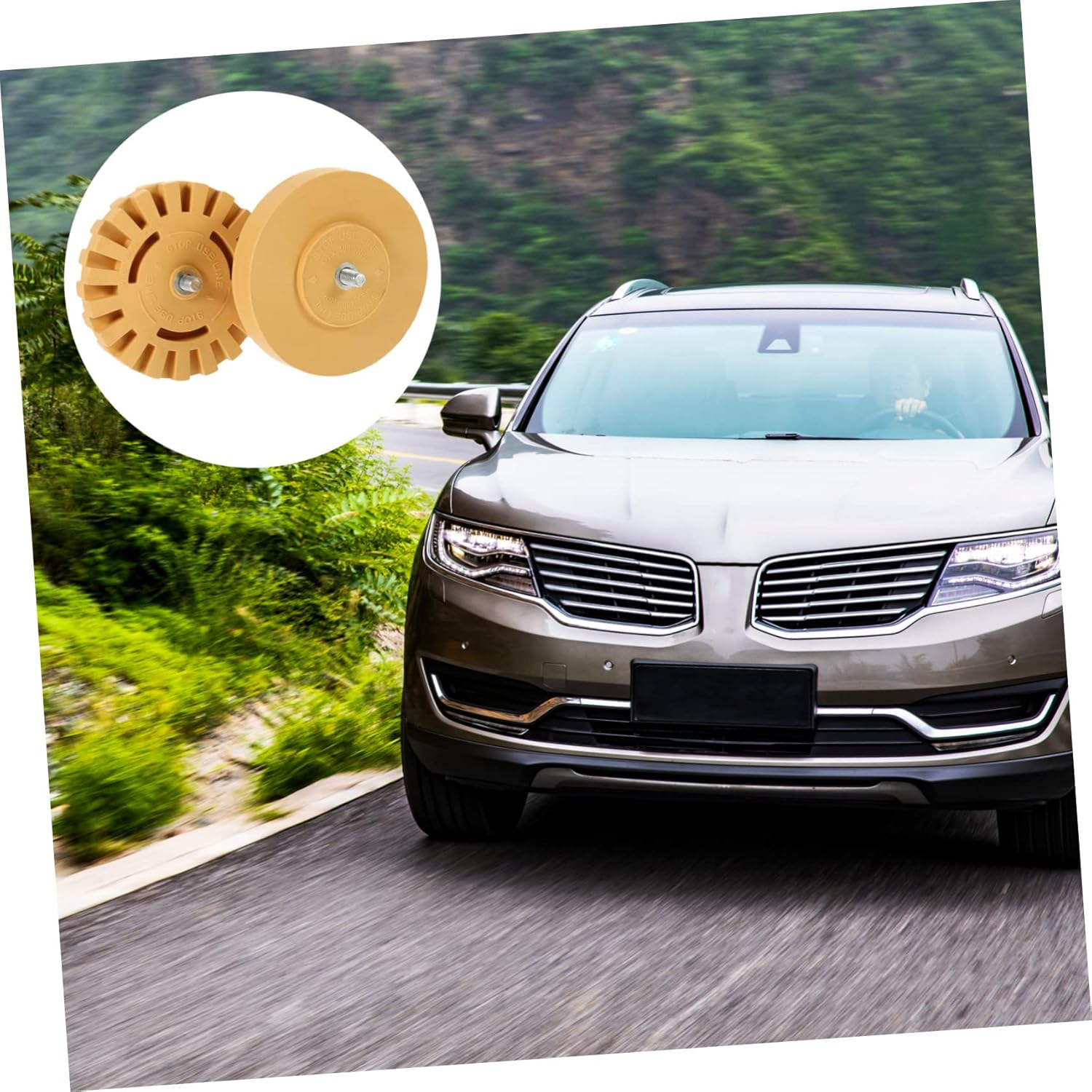 HOMSFOU Rubber Eraser Wheel Sticker Remover 2Pcs 100Mm 20Mm Automotive Adhesive Remover for Car Detailing Tools, Pneumatic Decal Removal Pads Compatible with Vehicle Paint Surface