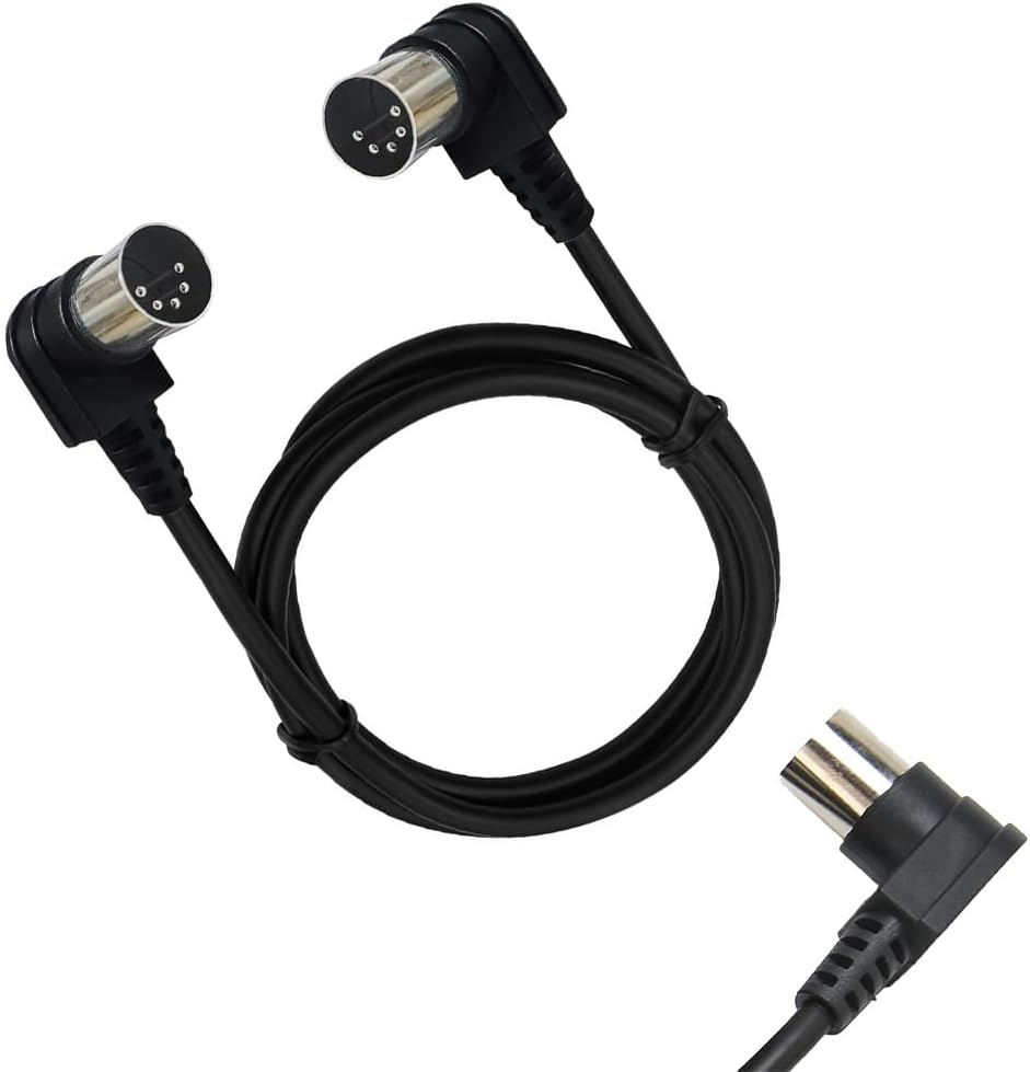 Double 90 Degree Right Angled MIDI Cable DIN Plug Socket Extension Cord Wire Male Din-5Pin Double 90 Degree MIDI 5Pin Cable for TV Surveillance Camera, Electronic Pianos (1.5M) image number 1