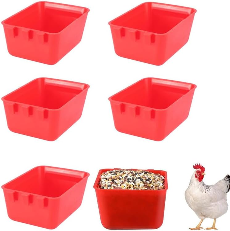 WADY 6 Pcs Cage Cups,16 Oz Hanging Chicken Feeder & Waterer for Birds, Bunny, Parrot, Rooster, Parakeet, Gamefowl, Poultry & Pigeon - Durable Wire Hutch Accessories (Red) image number 5
