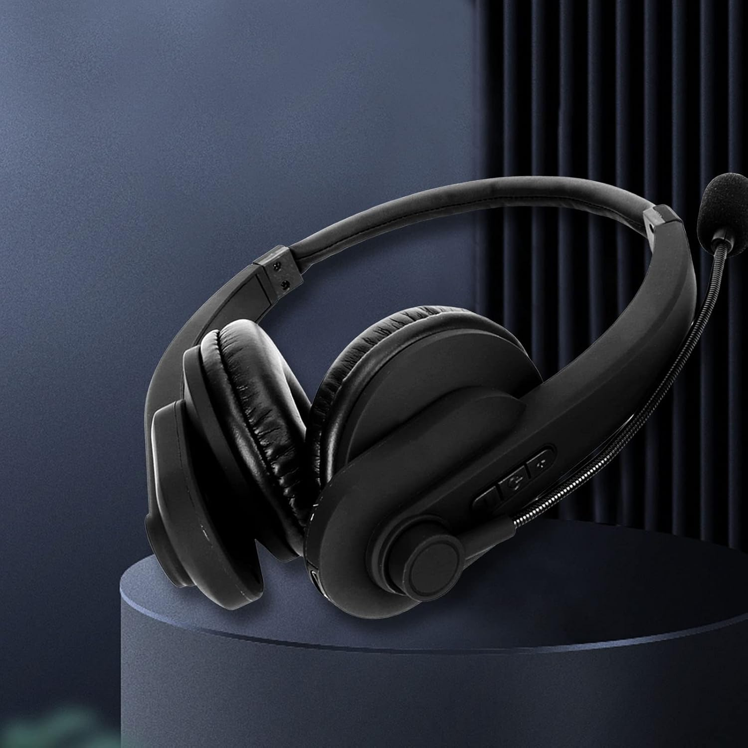 Wireless Headset, BT 5.0 Noise Cancelling over Ear Business Phone Headphones with Rotating Microphone for Call Center Office Telephone Consulting Services