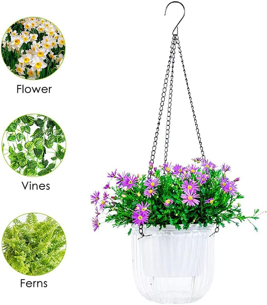 Flower Pots, Plant Self Watering Hanging Planters, 2 Pack Hanging Basket for Indoor Outdoor Plants, Home Garden, Porch, Balcony, and Patio Decor, 16.5 Cm, Emerald (Transparent) image number 1