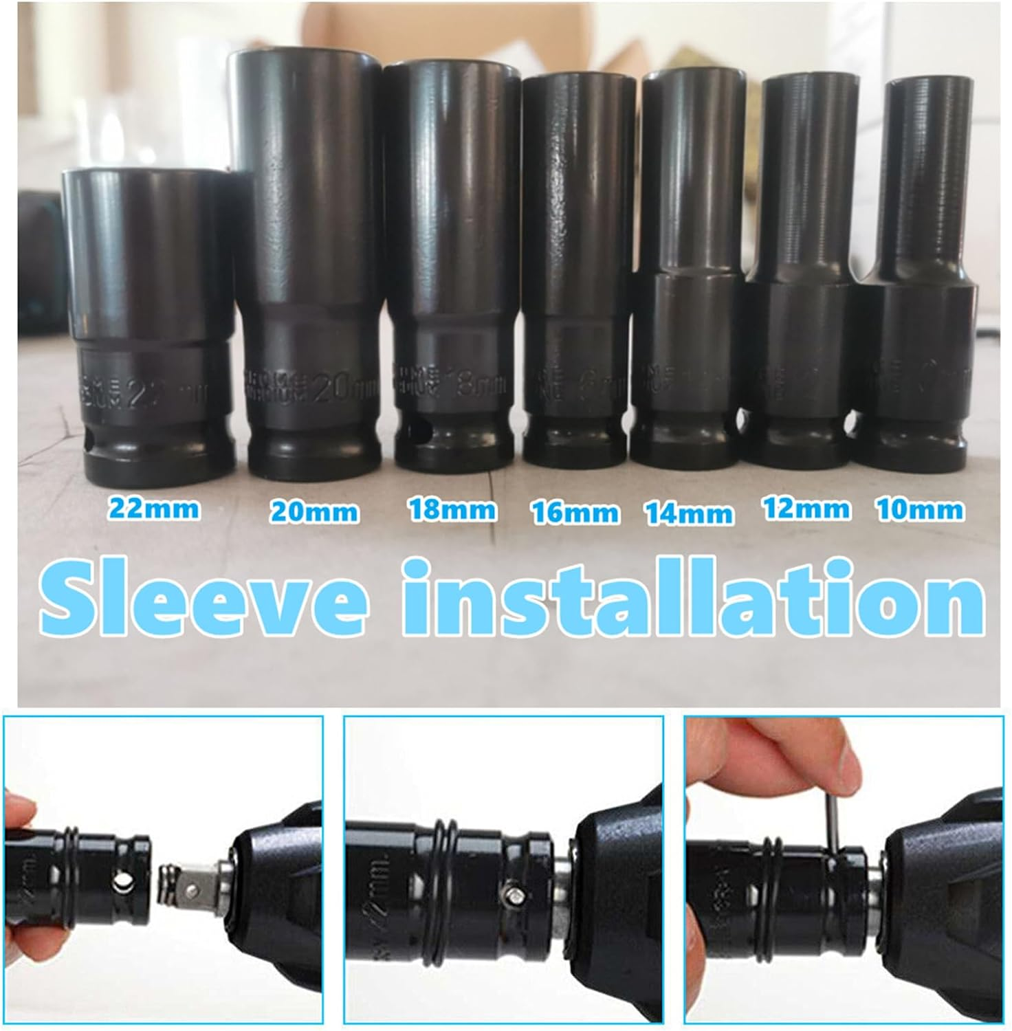 1/2" Cordless Impact Wrench Driver 1280W Brushless Rattle Gun with 7 Sockets 2Bateries 1 Charger for Makita 18V Battery image number 3