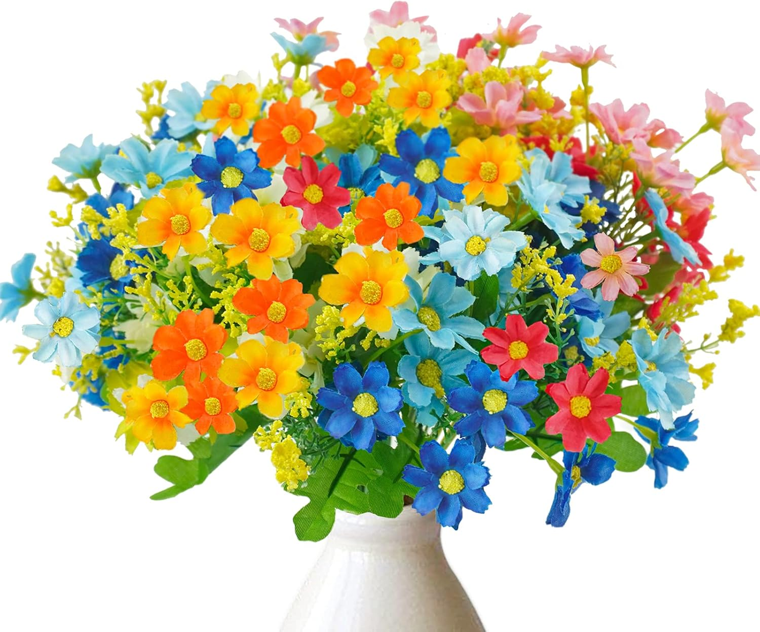 Uieke 6PCS Artificial Flowers for Outdoors UV Resistant Fake Daisy Mums Flowers Outdoor No Fade Greenery Shrubs for Indoor outside Home Wedding Office Garden Porch Spring D&eacute;cor image number 1