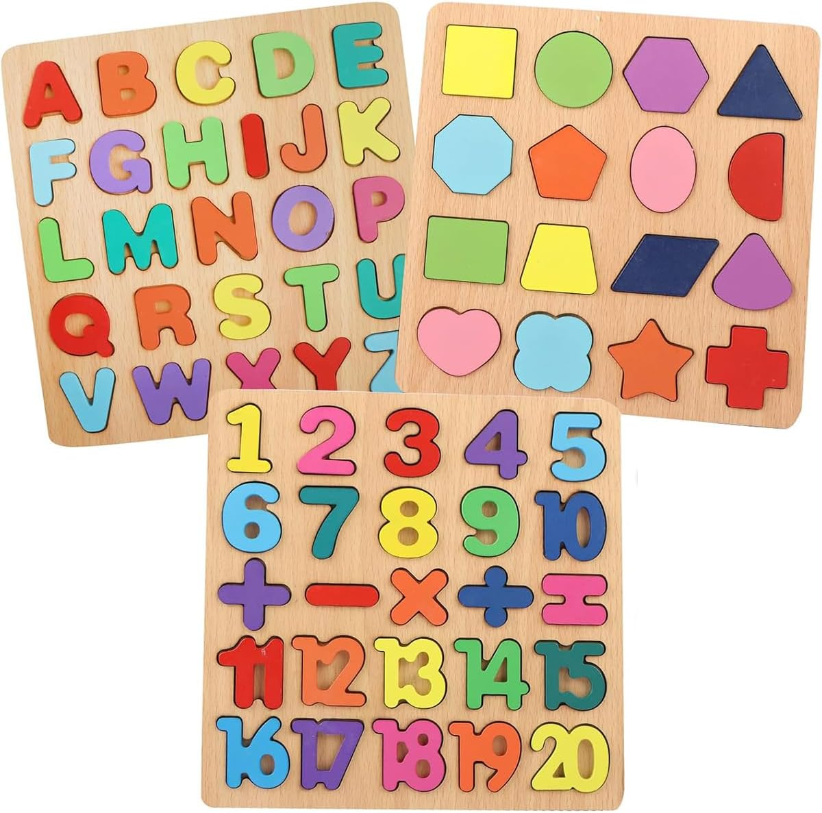 Cawtiuly Wooden Puzzles for Toddlers Ages 3-5, Alphabet Number Shape Learning Puzzle for Kids, ABC Puzzle Shape Alphabet Learning Puzzles Toys, Preschool Education Jigsaw for Boys and Girls image number 5