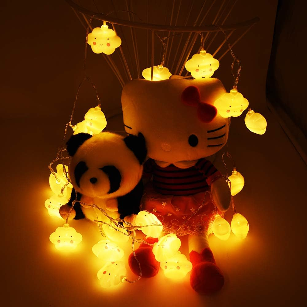 Ghost Baby Kids Cute Cloud with Face Shape Lamp Room Light Corridor Decor Small Night Light (White) Halloween Christmas Holiday String Lights 20 Lamps with Battery Powered Party Classroom Decor image number 3