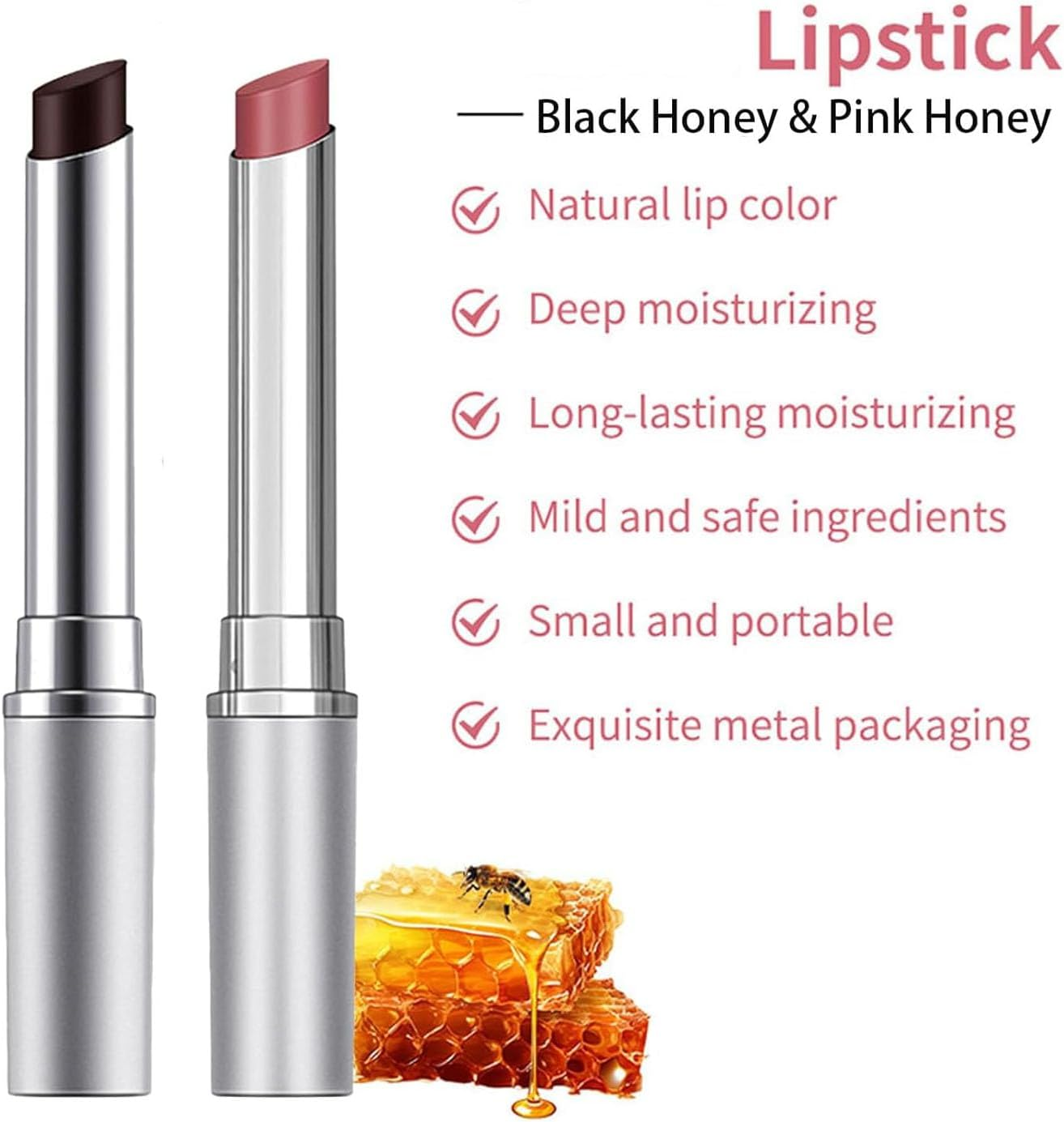 Honeynoir - Black Honey Lipstick, Honey Lipstick Tinted Lip Balm, Nourishing and Hydrating Lip Gloss for Women, Sheer Lightweight Color for All Skin Tones