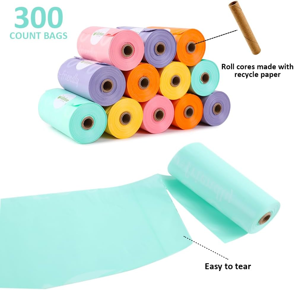 Diaper Bags Disposable for Baby, 20 Refill Rolls/300 Bags Waste Bags with Dispenser, Convenient and Quick Diaper Disposal, Rainbow image number 3