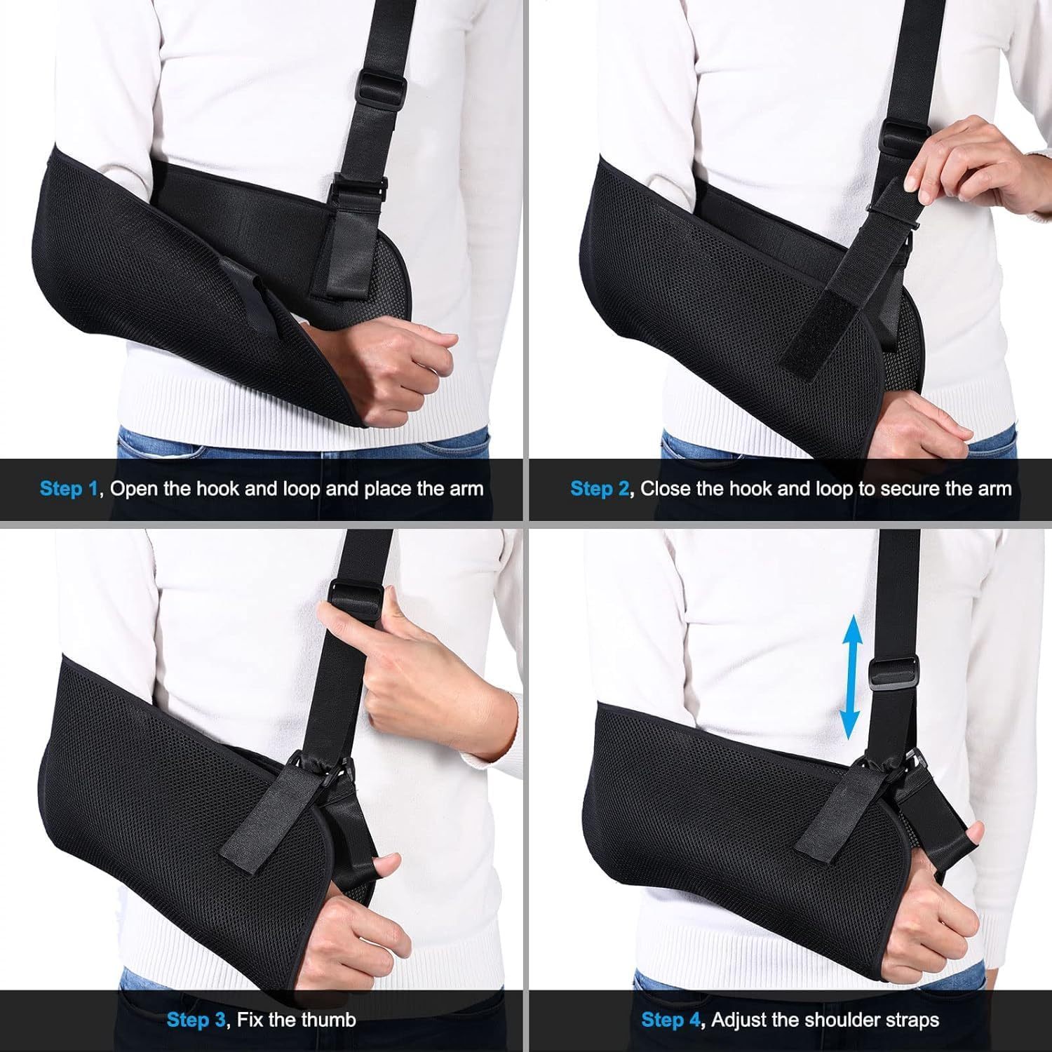 Arm Sling Shoulder Retainer Arm Elbow Wrist, Adjustable Shoulder Rotator Sleeve Support Bracket for Men and Women, Breathable Rotator Cuff Shoulder Pad, Left Arm and Right Arm image number 2