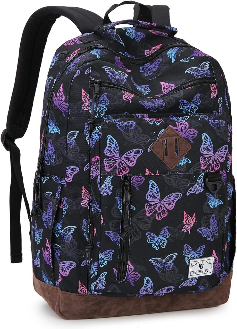 VX VONXURY Backpack for Men Women,Lightweight Bookbag with Mulitiple Pockets,Classical Water Resistant Travel Backpack