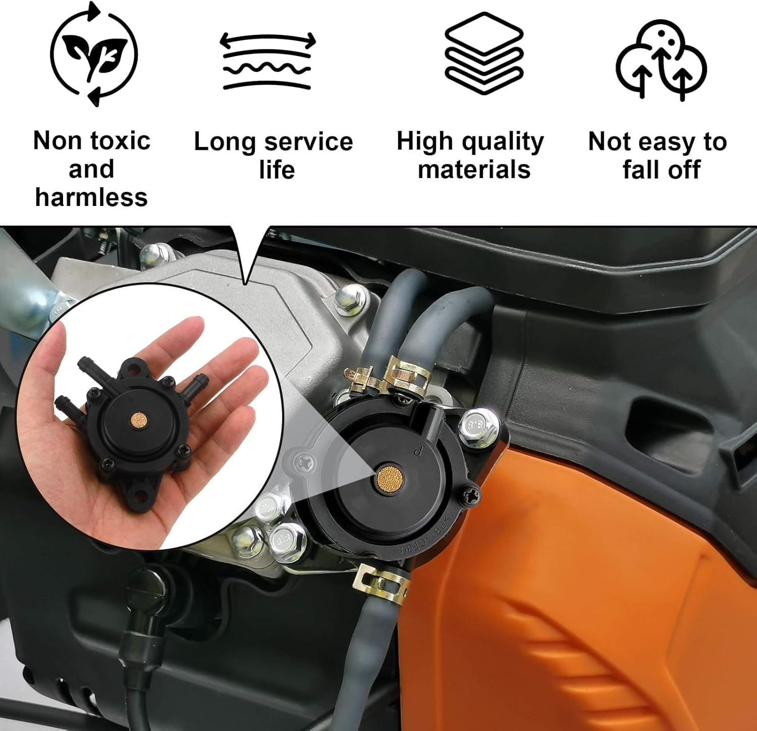 Yenblow Vacuum Fuel Pump Kit, Gas Fuel Filter with Clamps, Fuel Pump Compatible with Kohler 17HP-25 HP Briggs and Stratton John Deere Honda Yamaha Lawn Mower Tractor Small Engine image number 3