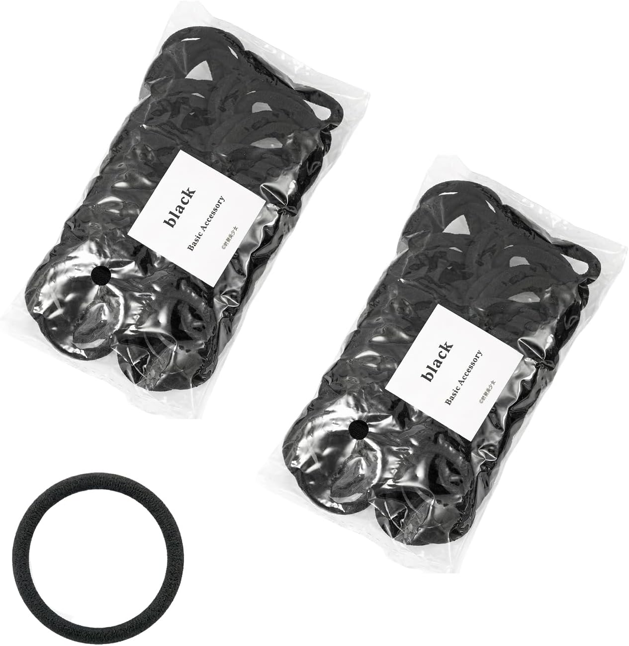 Luzcauwy 100Pcs Seamless Hair Ties, Soft Cloth Fabric Black Bands - Damage Free Ponytail Holder for Thick Thin Hair, Elastic Scrunchie Headband Accessories for Women Girls, 1.5 Inch Diameter image number 4