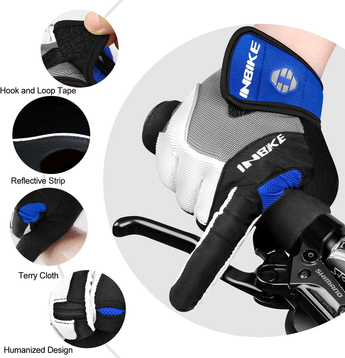 INBIKE Men'S Cycling Gloves, Full Finger Gel Padded Mountain Bike