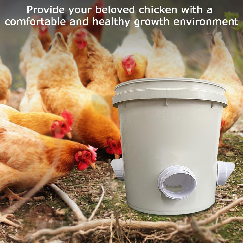 MOTRAIN Chicken Feeder Kit, No Waste Waterproof Automatic Chicken Feeder, Poultry Feeder 4 Ports 1 Hole for Chickens, Duck, Geese, Birds, Quail image number 4