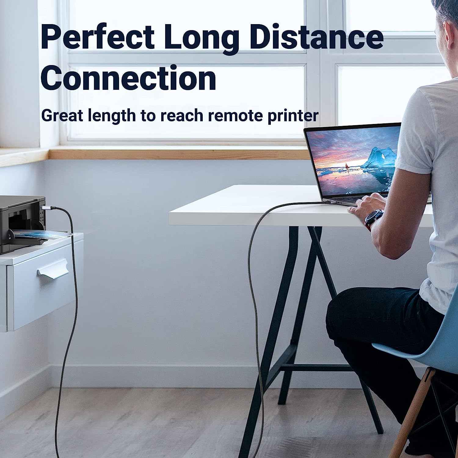 UGREEN USB Printer Cable Braided Printing Cord Type a to B 2.0 Male Scanner Lead High Speed Compatible with Epson, Brother, HP, Lexmark, Dell, Xerox Printers, Piano, DAC 2M image number 4