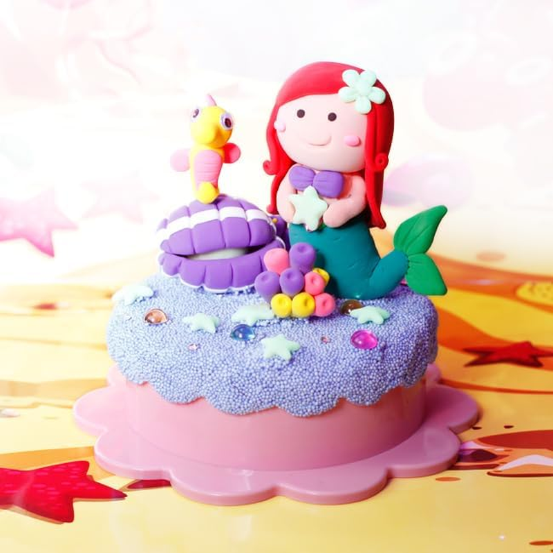 DIY Super Clay Play Set, Kids Colored Charms Mirror Comb Bracelet Accessories Inspired Jewelry Toys Making Kit Set Gifts Pack, for Christmas Birthday Family Night (Glow in the Dark Mermaid)