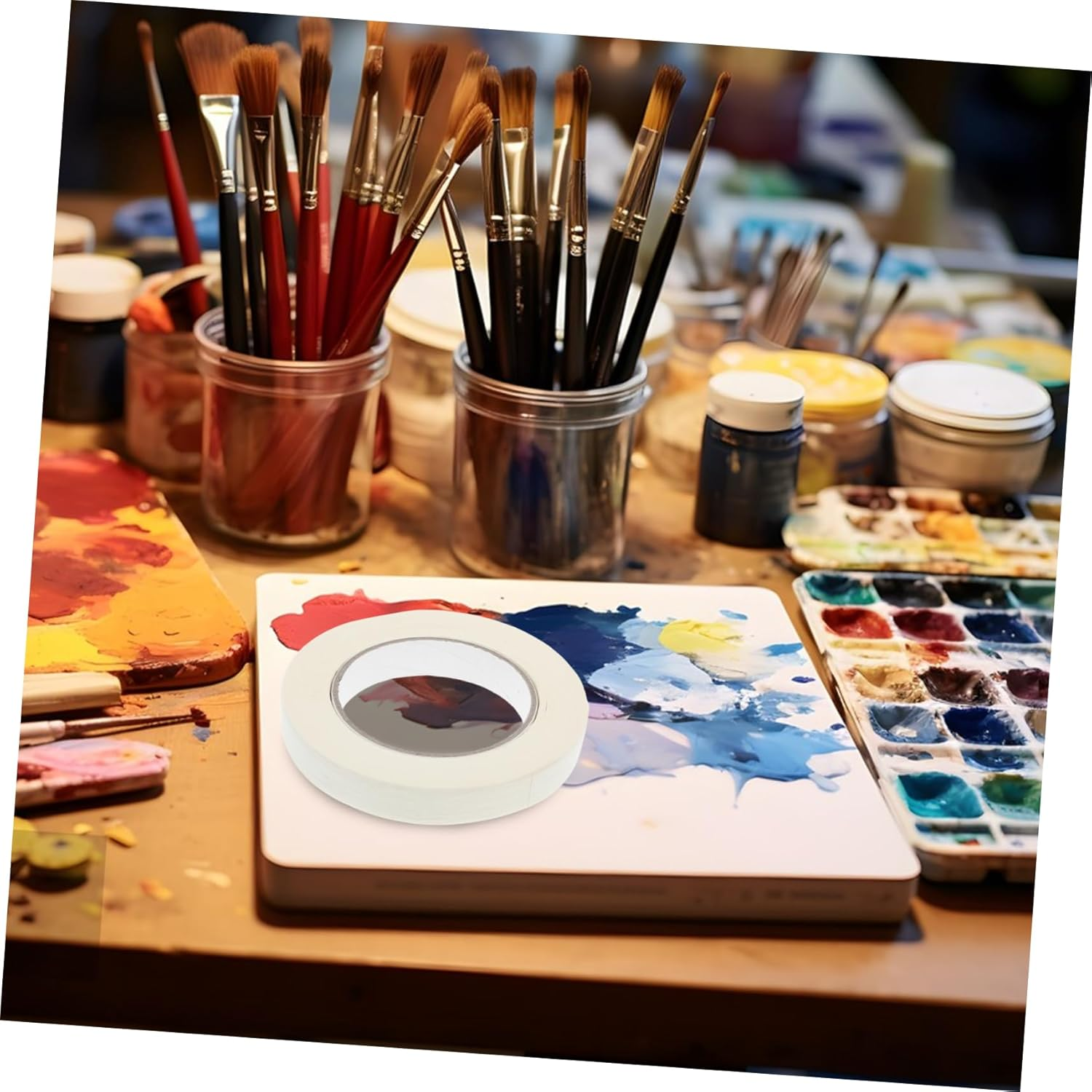 ARTIBETTER Masking Tape for Car Spraying Supply Painter Supply Writable Label Tearable Masking Tape for Painting Bulk Roll Adhesive Cover image number 2