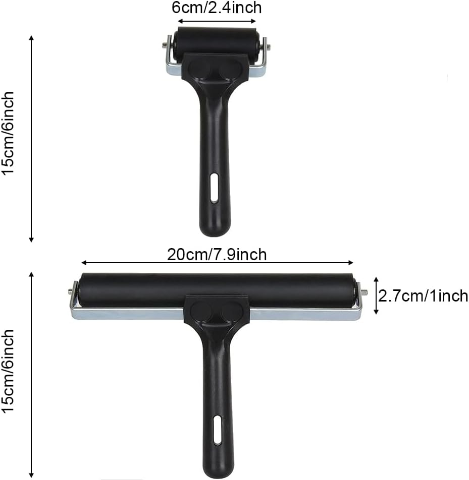 Rubber Roller Brayer for Crafting, 2Pcs Printmaking Brayer Roller Ink Roller Tool,Rubber Roller Brayer Roller Hard Rubber,Rubber Brayer Roller,Vinyl Rubber Roller,Ink Painting Brayer,Glue Roller Tool