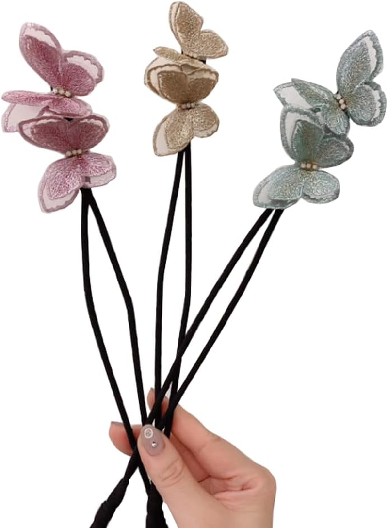 3 Pcs Butterfly Hair Bun Maker Lazy Hair Curler Crown Hairstyle Shaper French Donut Twist Hairstyle Bun Hair Accessories(3 Color)