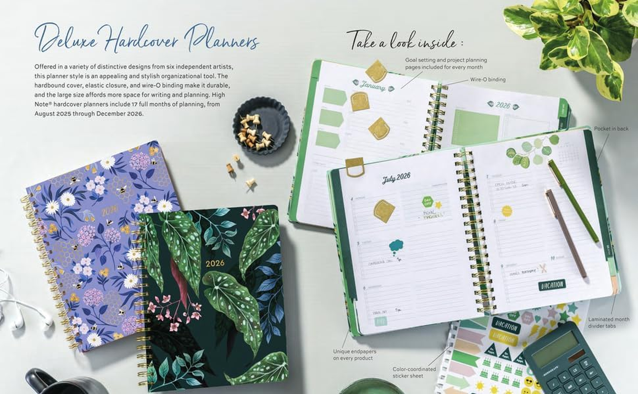 High Note 2026 Planner, 17-Month Weekly & Monthly Hardcover Planner by La Scarlatte: August 2025 to December 2026, 9" X 10" - Greenery - Fruits image number 2