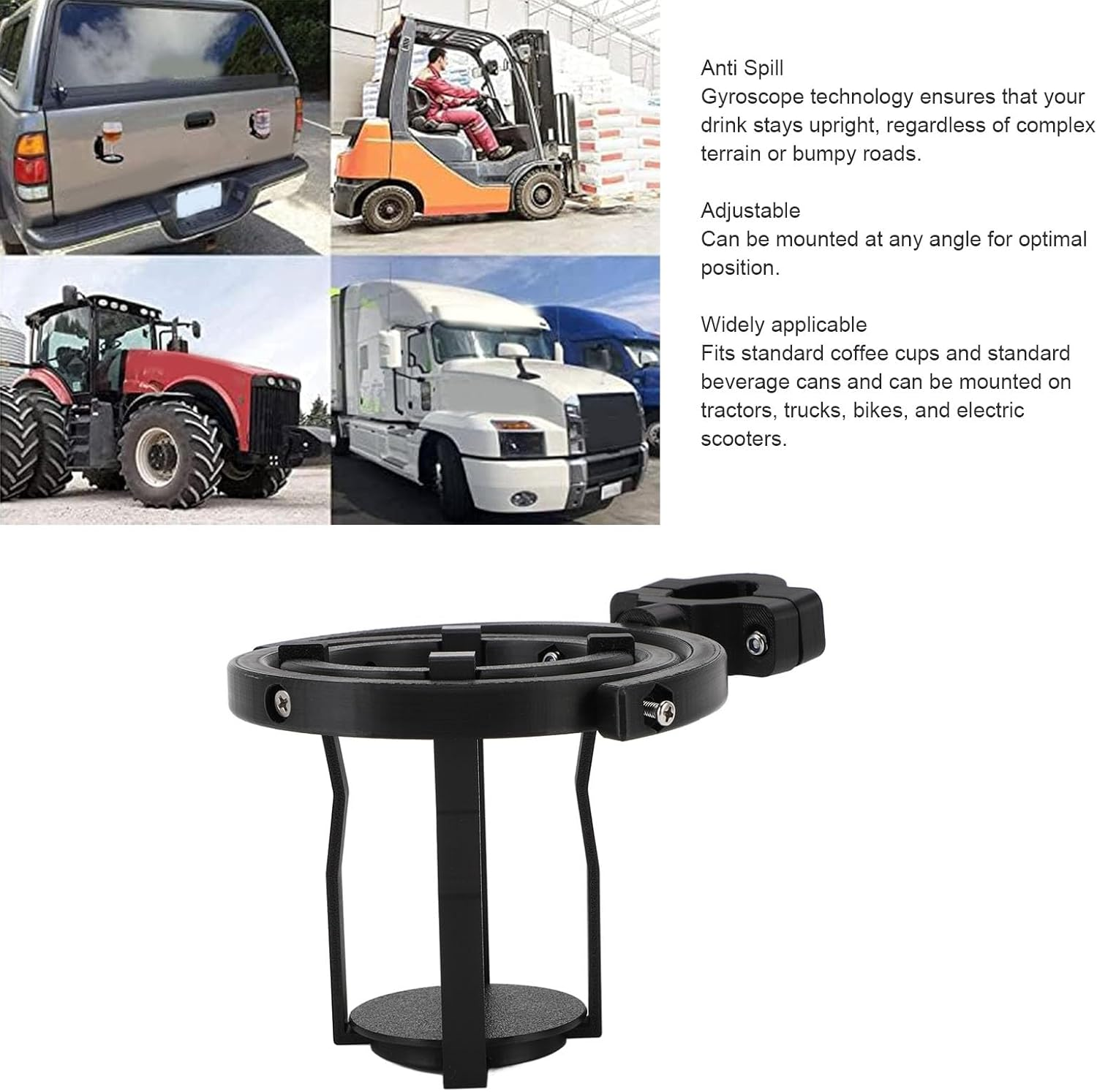Gyroscopic Cup Holder, Self Leveling Water Bottle Holder, anti Overflow Gyroscope Cup Holder for Bike, Car, Truck, Electric Scooter,Anti Spill, 360 &deg; Rotatable Universal Cup image number 2