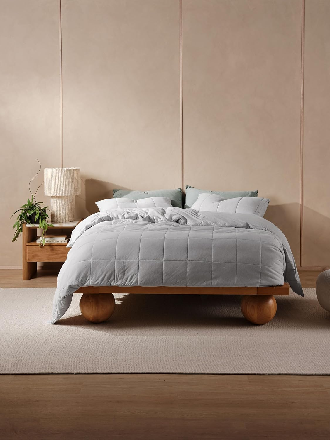 Linen House Ryland Eucalyptus Queen Bed Quilt Cover Set