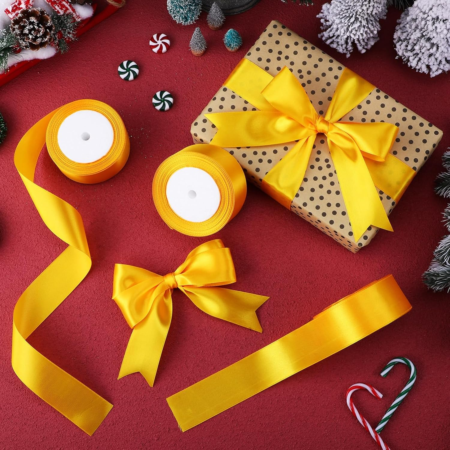 Tofficu 3Rolls Decorative Satin Ribbons for Wrapping Craft Projects and Event Decor Elegant for Weddings and Birthdays - Blue image number 3