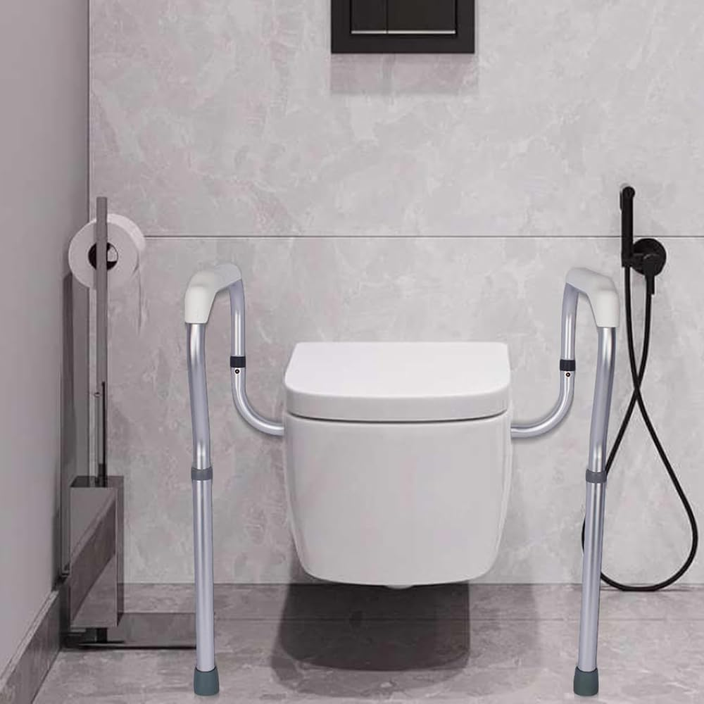 Toilet Safety Rails,Stand Alone Toilet Frame,Adjustable Bathroom Toilet Handrail,Non Perforated Toilet Armrest,Removable Assist Devices,For Elder,Pregnant Woman, Disabled People image number 3