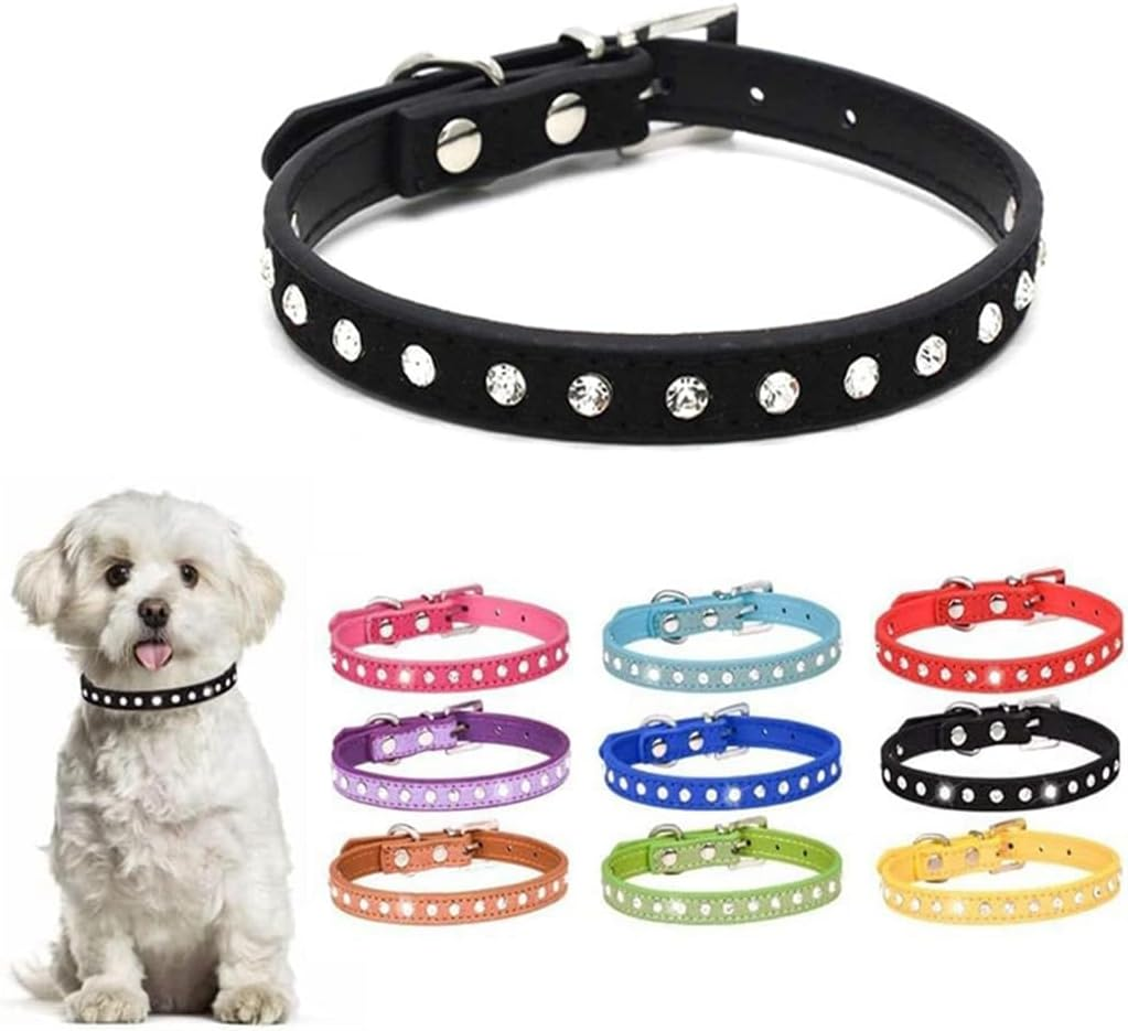 Small Dog Collar Rhinestone Funny Cat Kitten Adjustable XS Puppy Medium Boys Girls Women Black Small Dog Collar image number 5
