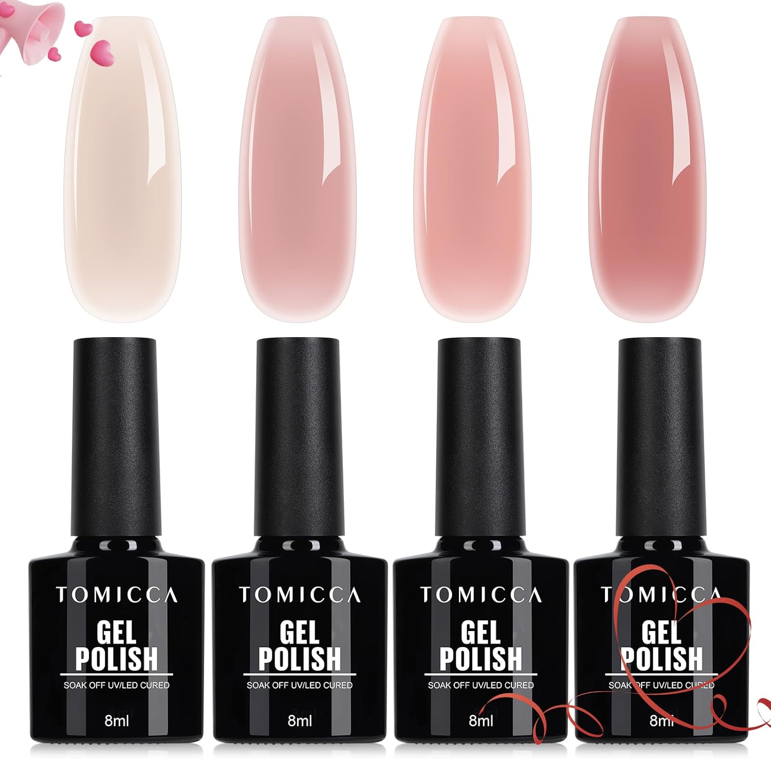 TOMICCA Gel Nail Polish Kit, 4 Colors Autumn Fall Brown Gold Glitter Orange Gel Polish Set Soak off Nail Gel Nail Art DIY Manicure Salon Gifts for Women Girl DIY Home, 8ML