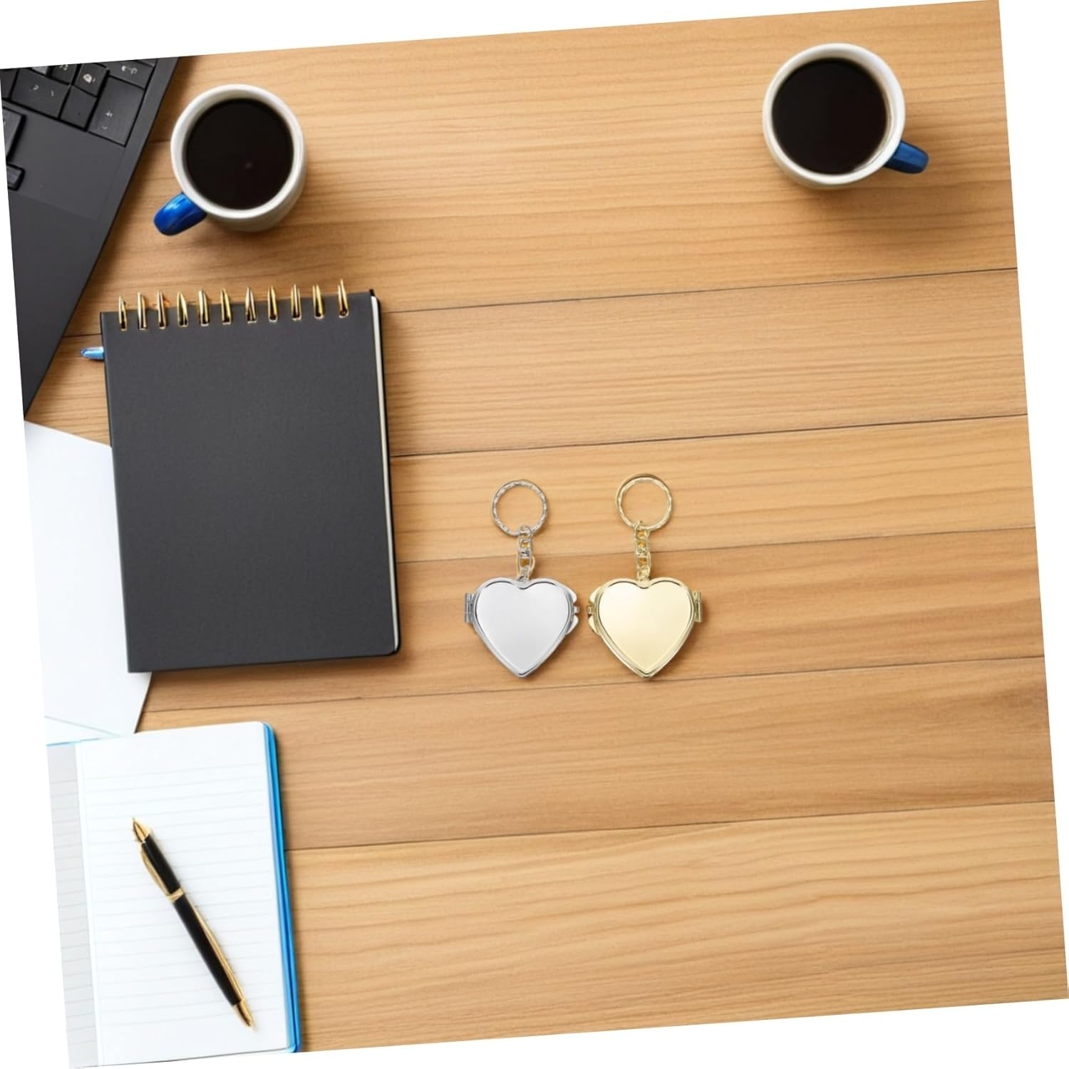 ROMISBABA 2Pcs Heart-Shaped Double Sided Folding Keychain Mirror for Metal Makeup Pocket Vanity Magnified Views Portable Cosmetic Accessory for Bags and Wallets Gold Silver image number 6