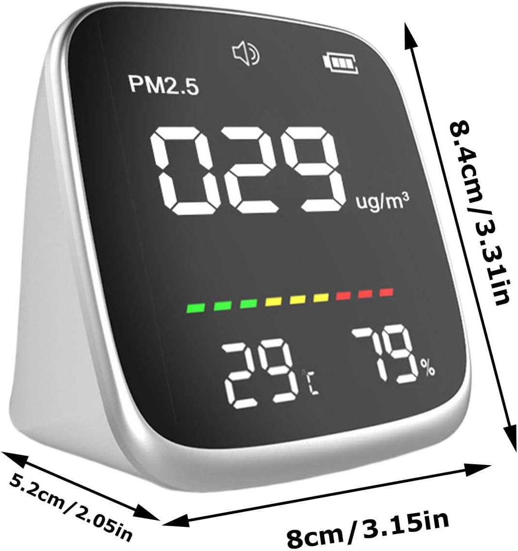 Carbon Monoxide Detector, Co2 Detector, USB Charging Air with Warning Function, PM2.5, Temperature, and Humidity Measurement Tool with LED Digital Display for Home School image number 1