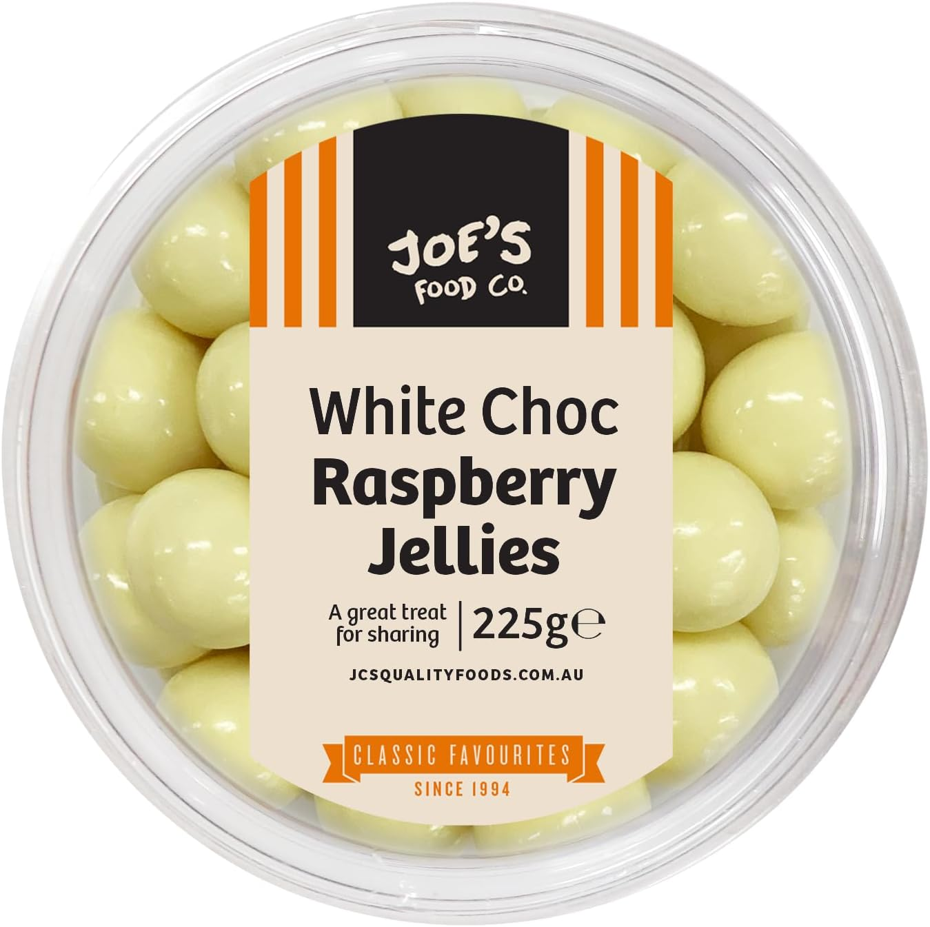 J.C.'S White Choc Raspberry Jellies 225G