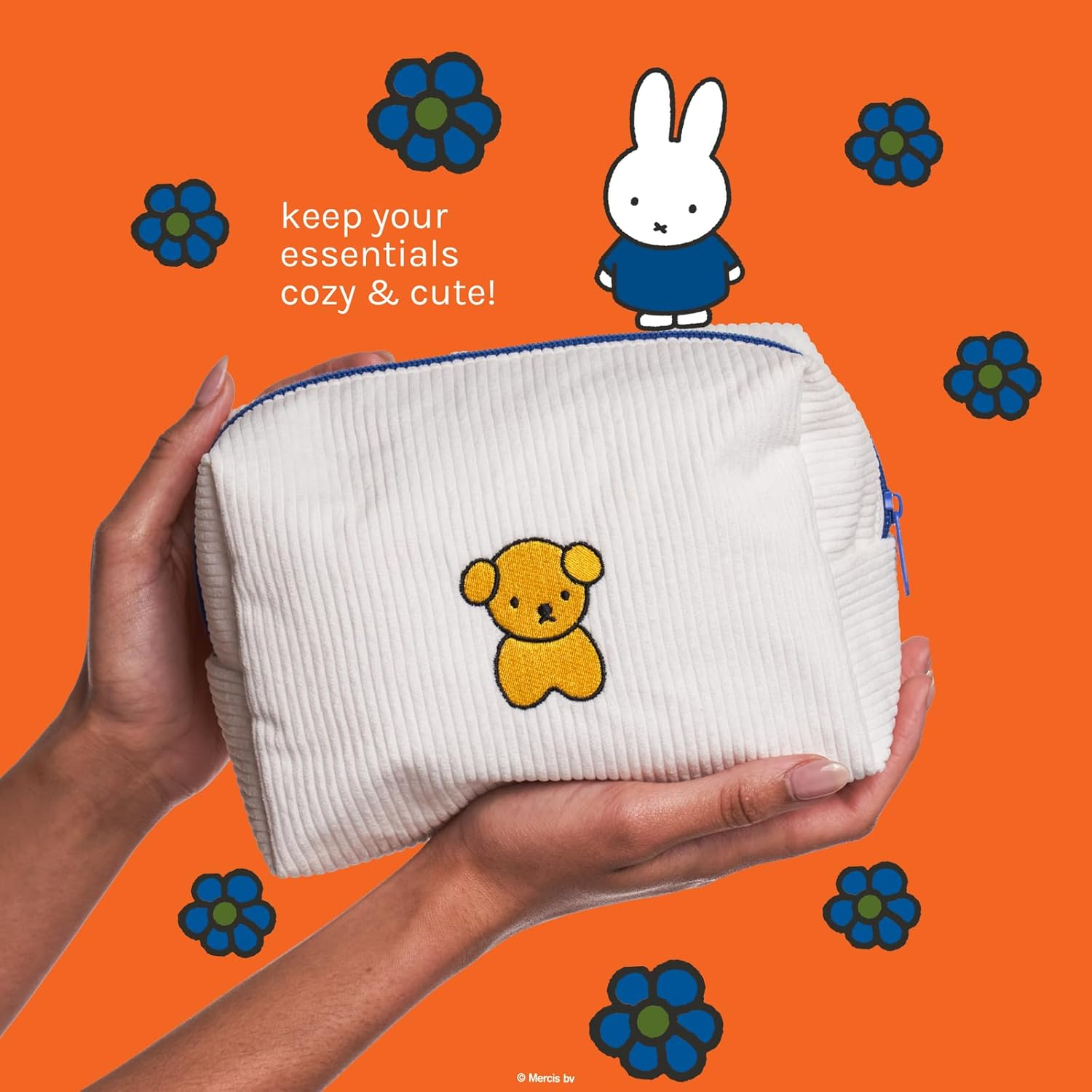 The Cr&egrave;me Shop X Miffy Perfect Travel Makeup Bag, Cute Zipper Pouch, Spacious, Durable, Lightweight Cosmetic Organizer, Official Miffy Design, with Hang Tag & Printed Label