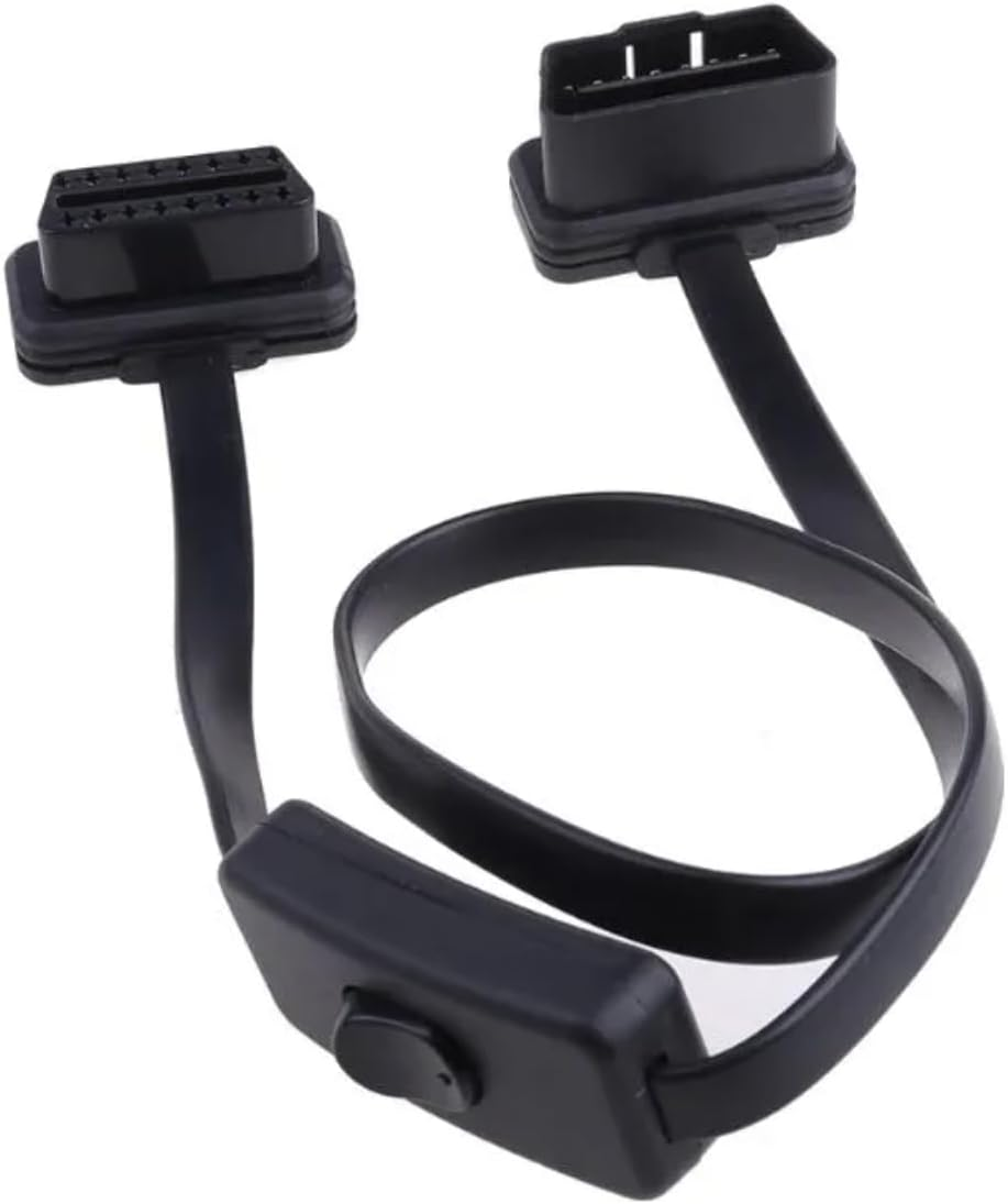 2Ft/60Cm OBD 2 OBD II 16 Pin Car Male to Female Extension Cable Diagnostic Extender with Power Switch image number 5