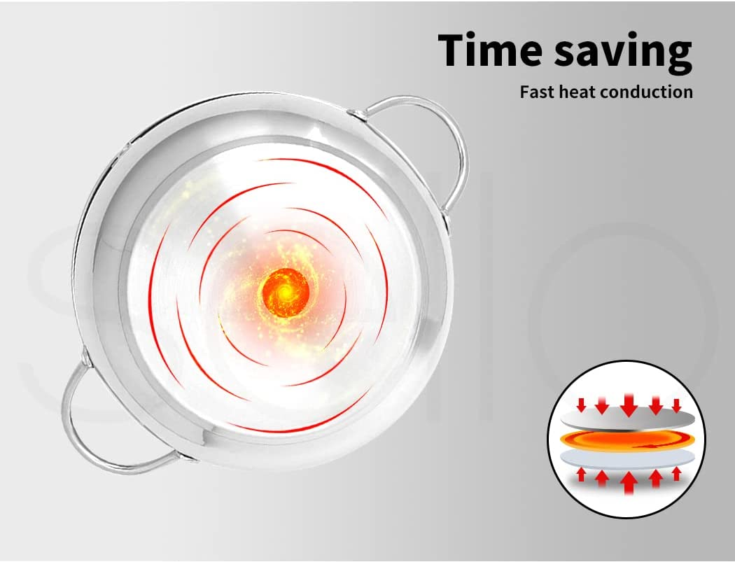 TOQUE 24Cm Japanese Deep Frying Pan Pot Thermometer Kitchen Tempura Fryer Silver, 304 Food Grade Stainless-Steel Pan, Easy to Clean Non Stick Frying Pan, Deep Fryer Cookware, Precise Thermometer image number 6