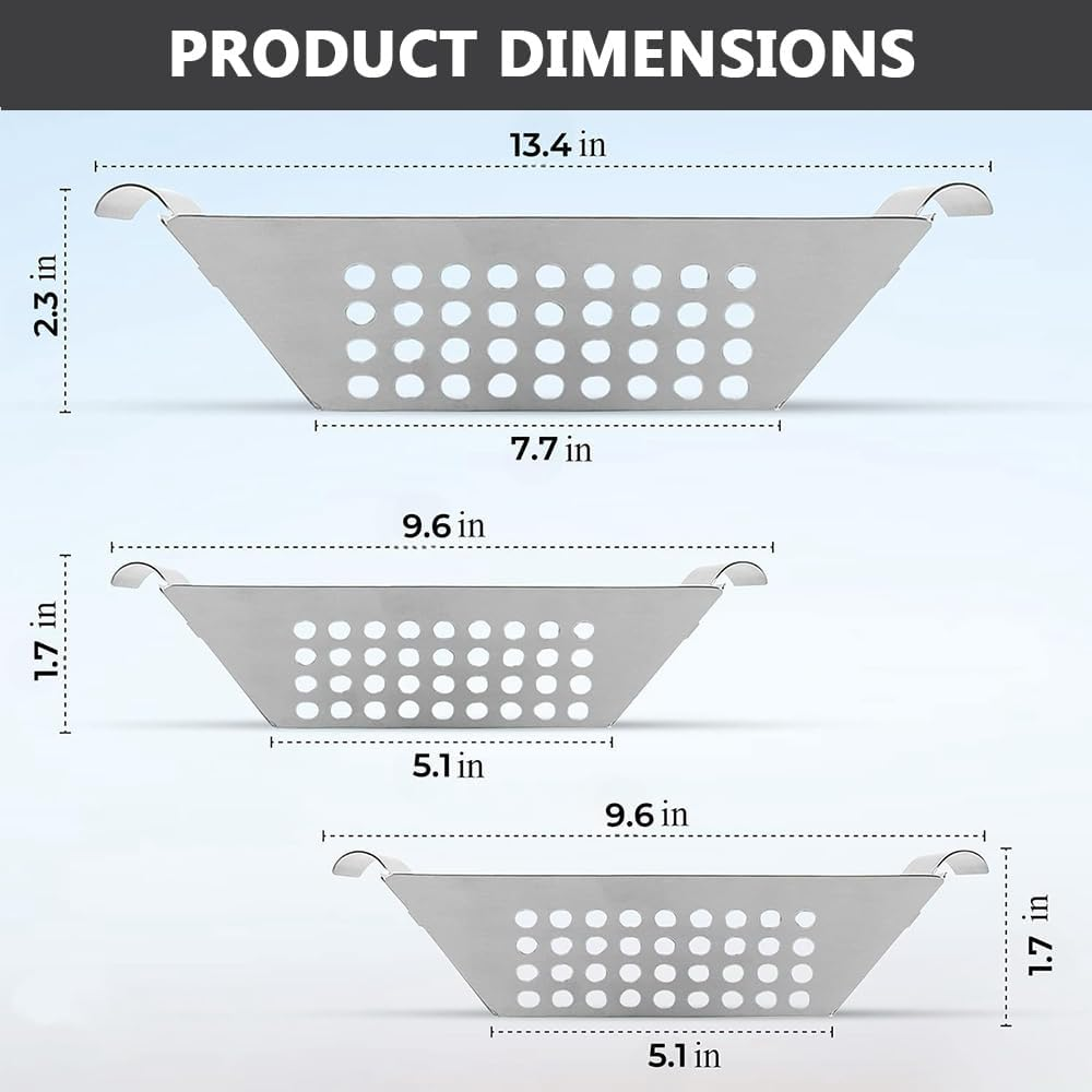 3 Pack Grill Baskets for Outdoor Grill, Grilling Basket for Veggies, Heavy Duty Stainless Steel Vegetable Grill Basket, Grilling Accessories for All Grills & Smokers - Grilling Gifts for Men image number 6