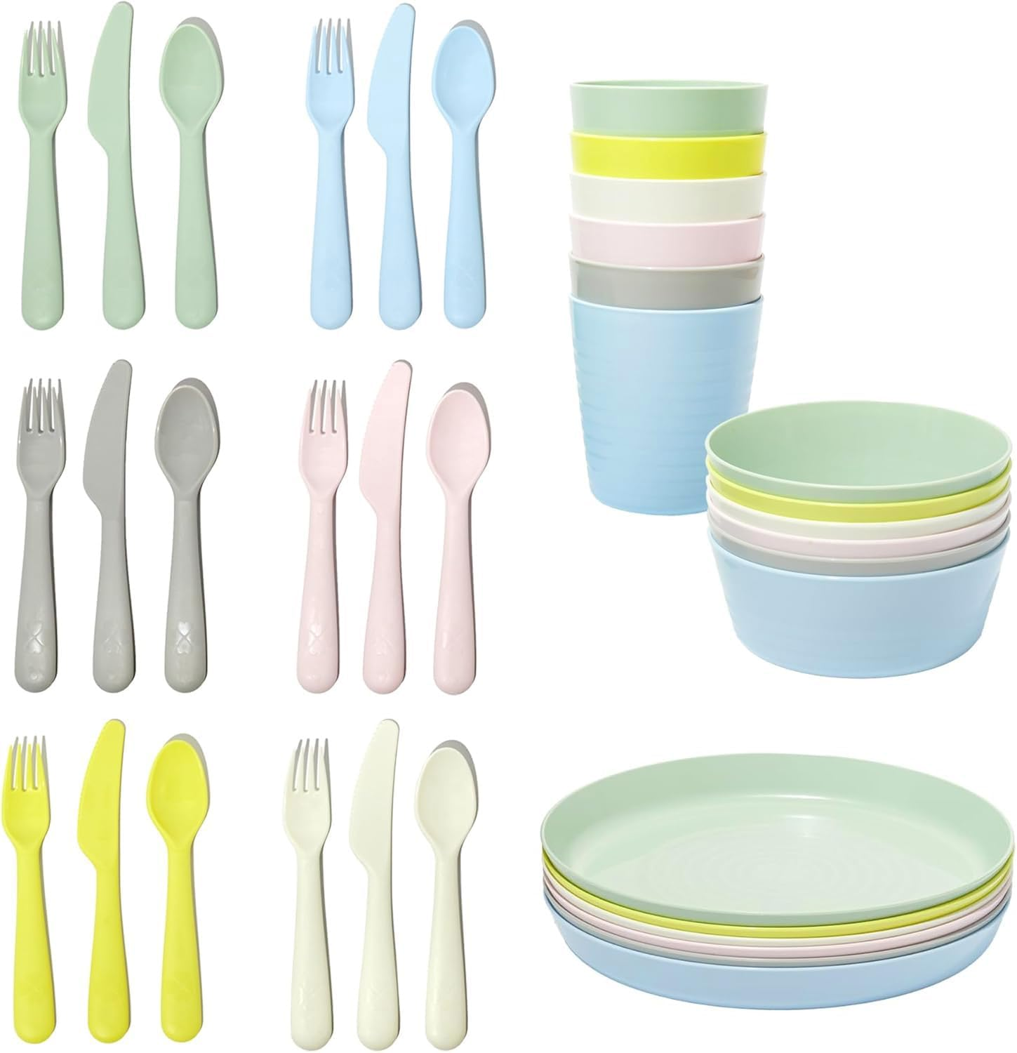 IKEA Kalas BPA Free Plastic Kids Tableware Set - Bowl, Plate, Cup and Cutlery - Pastel Colours image number 6