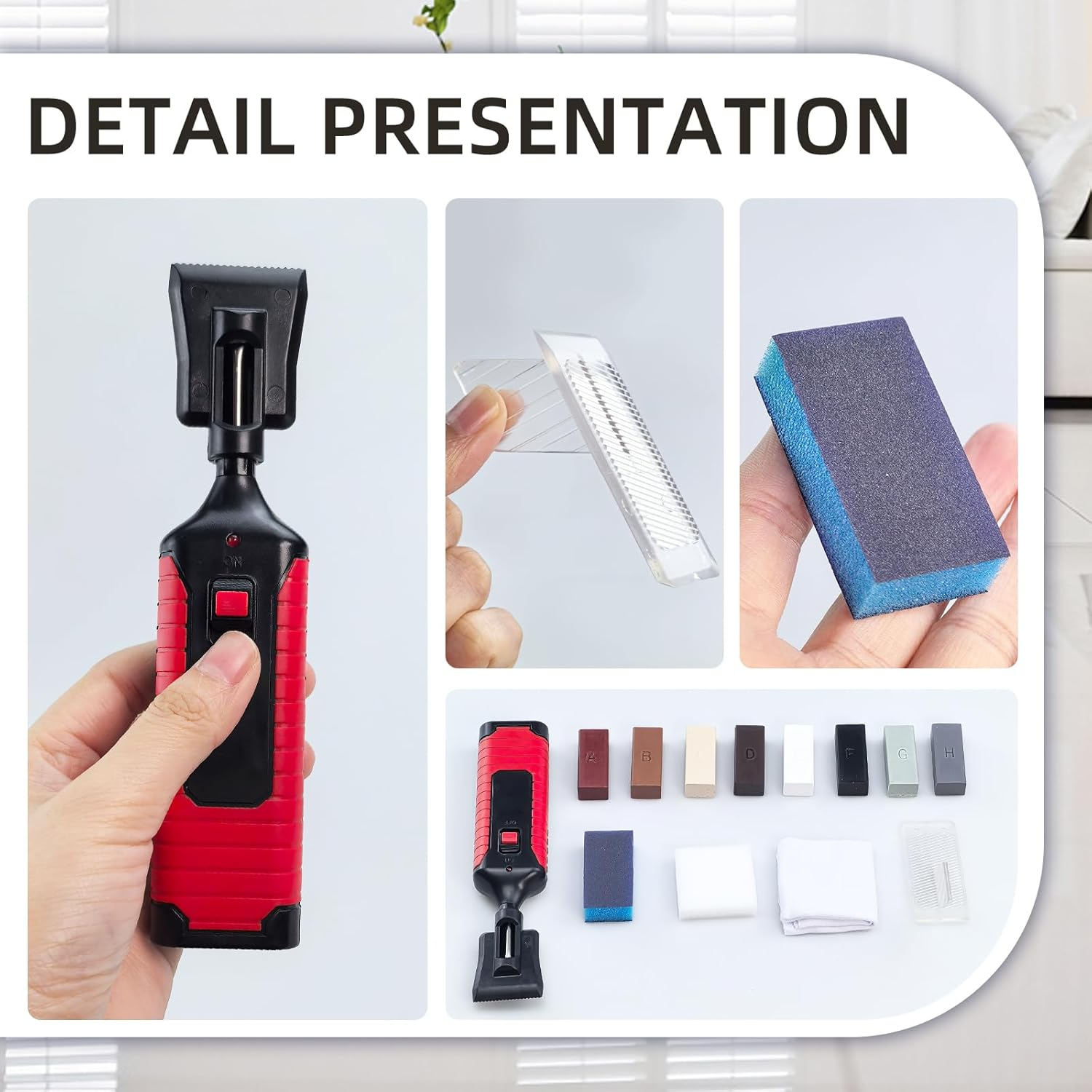 Tile Repair Kit, Ceramic Tile Repairing Tool Set with Electric Heating Pen and Wax Blocks Tub Crack Gaps Repairing Tools for Walls Porcelain Tub Refinishing (Tile Repair Kit) image number 5